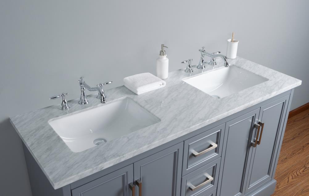 Stufurhome 60-in Gray Undermount Double Sink Bathroom Vanity with ...