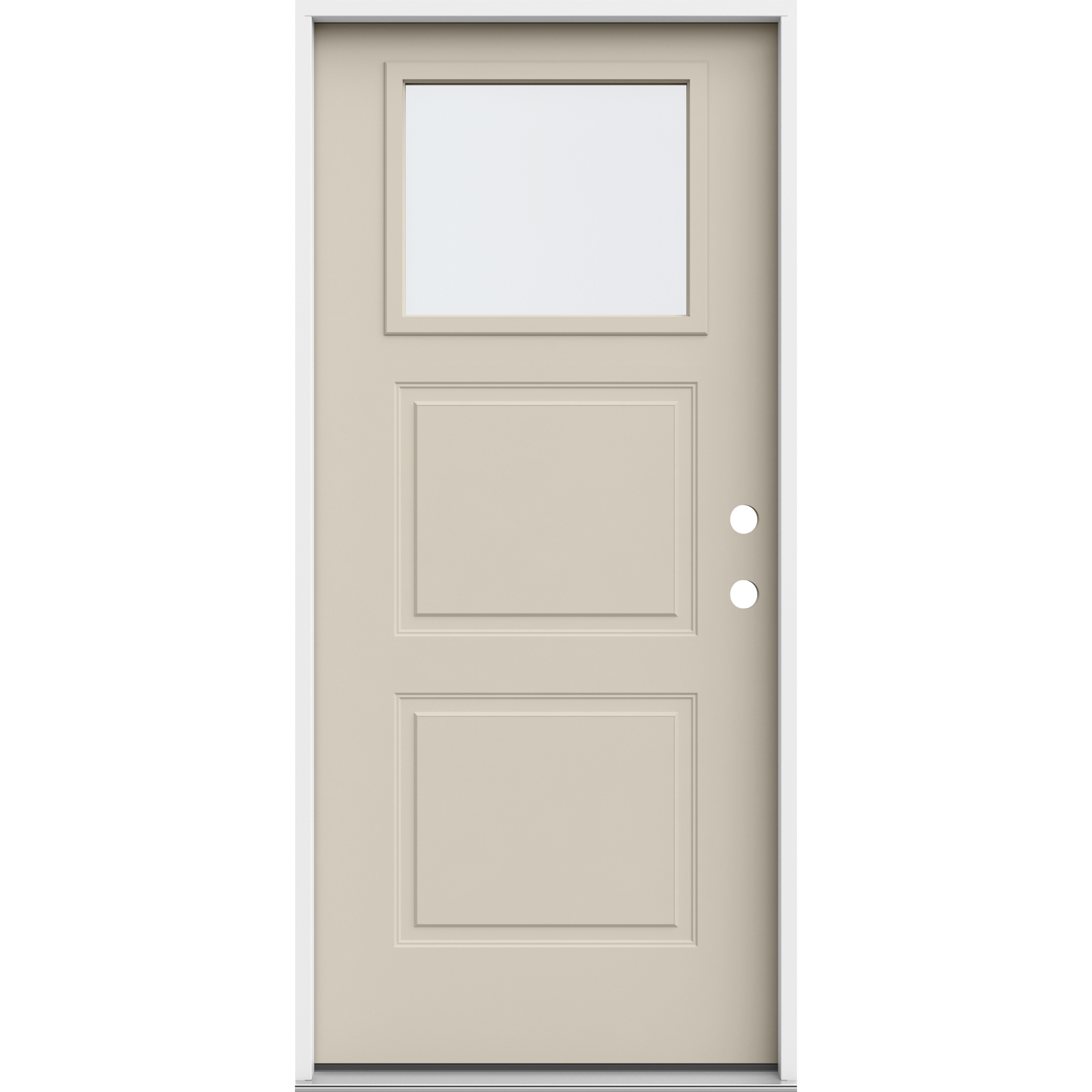 JELD-WEN LOWOLJW250000001 36-in x 80-in x 4-9/16-in Steel 1/4 lite Left-hand inswing Primed Prehung Front Door Insulating core