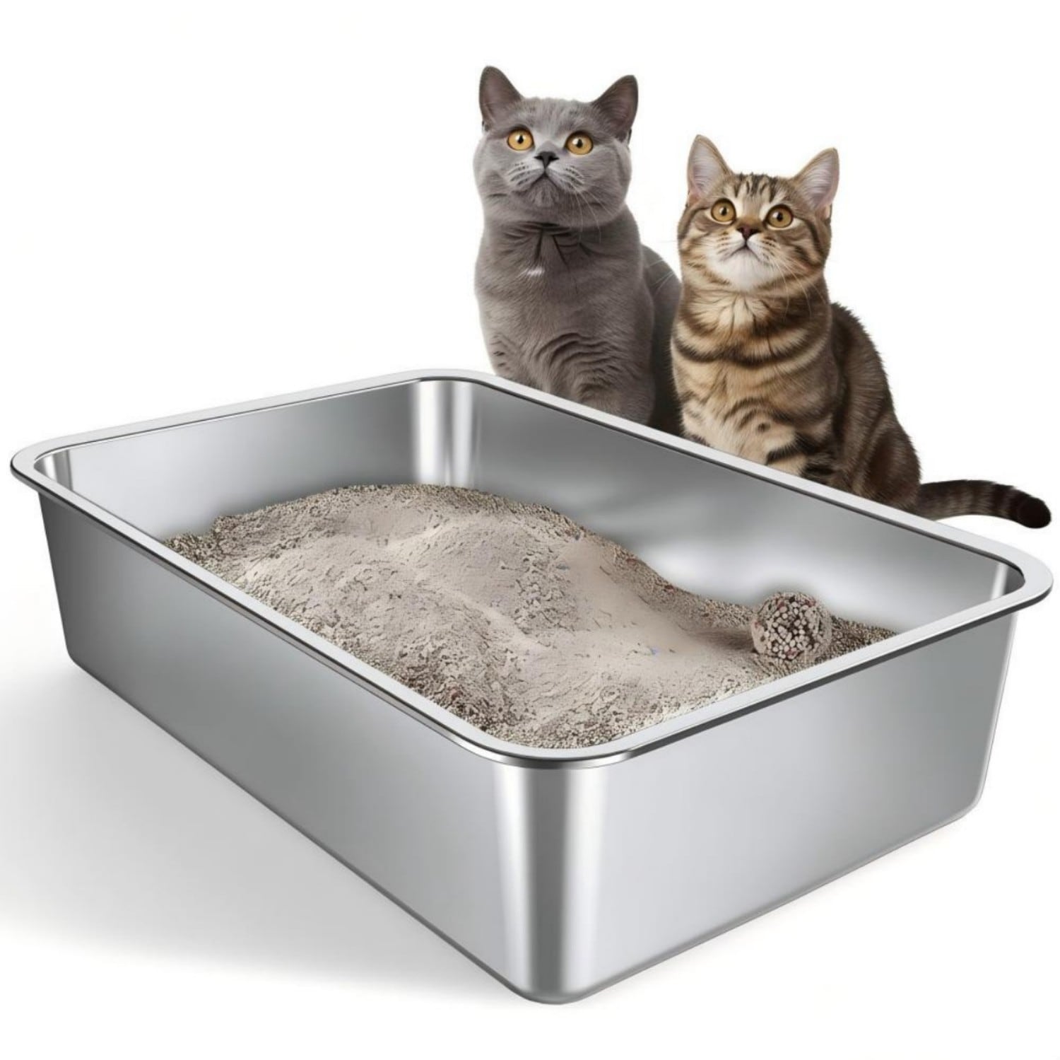 Gimars -  36L XXL Heavy Duty Stainless Steel Litter Tray Easy Clean High Side Rustproof Metal Lit...