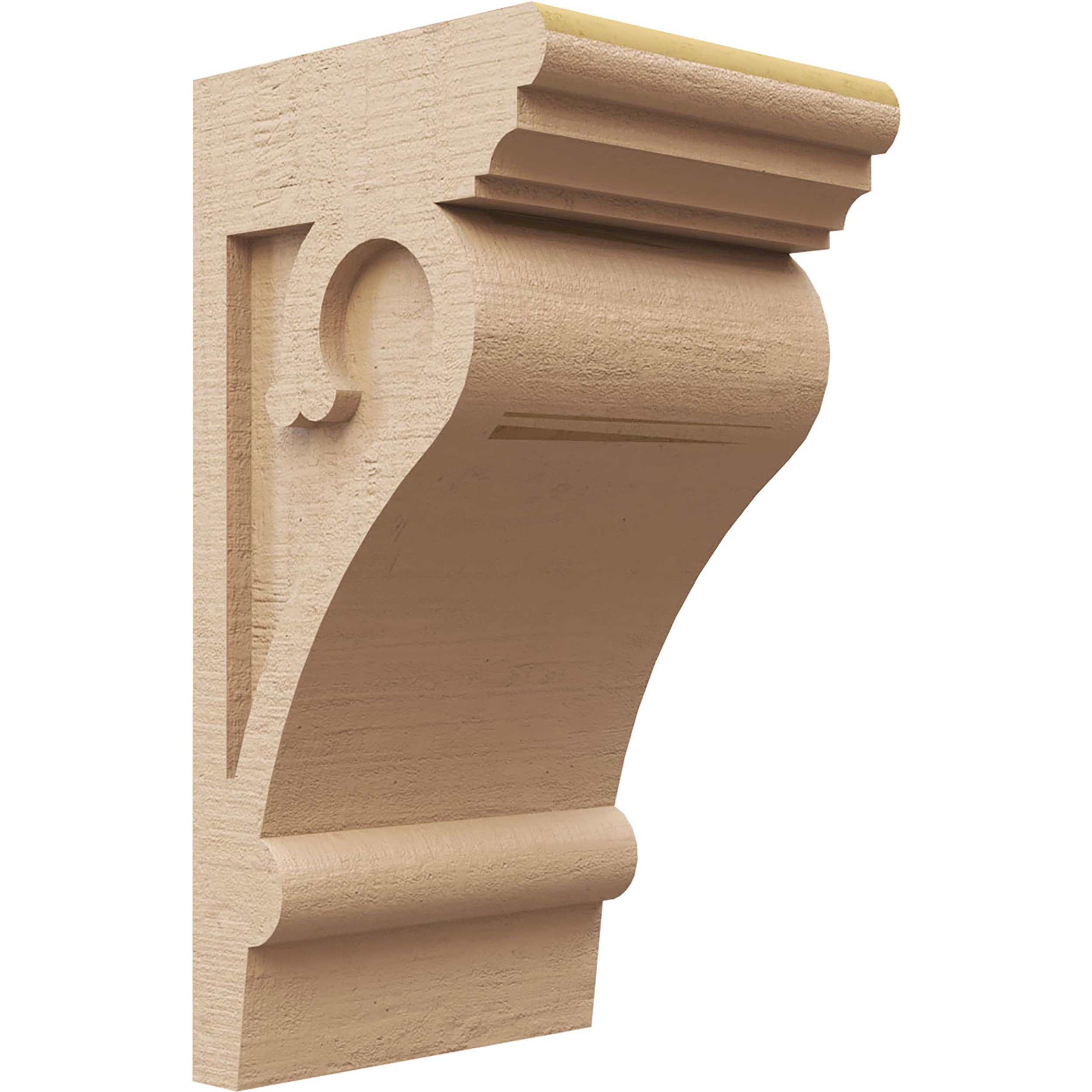 Ekena Millwork CORU08X08X16MAYRCPR 8-in x 8-in x 16-in Rough Cedar Woodgrain TimberThane Primed Urethane Paintable/Stainable Corbel