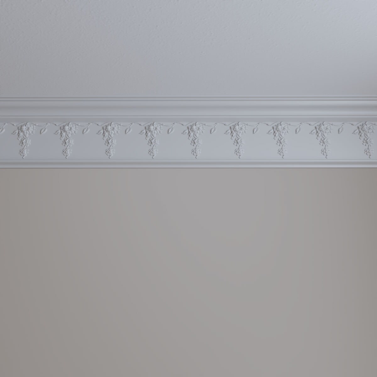 Primed Polyurethane Flower Drop Crown Moulding 94.5"