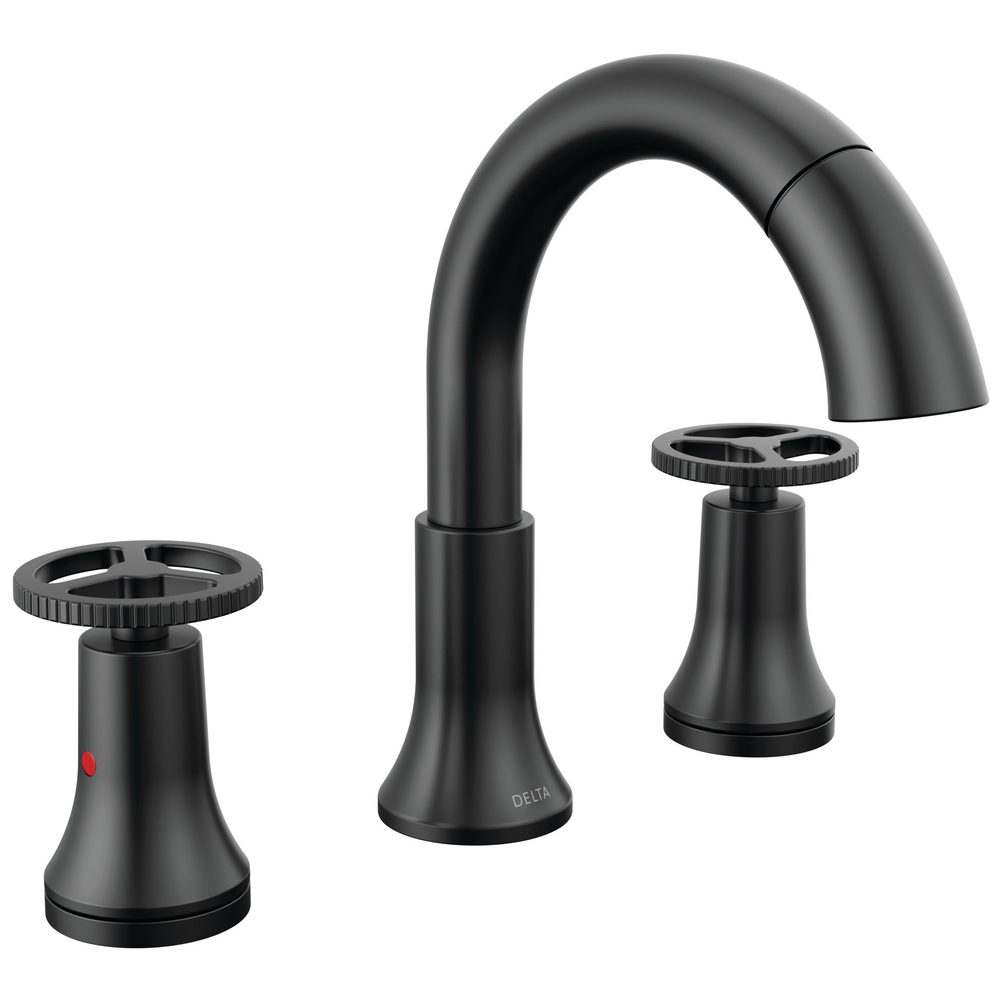 Delta 3558-BLPD-DST Trinsic Matte Black Widespread 2-handle WaterSense Mid-arc Residential Handle Pull-down Bathroom Sink Faucet with Drain