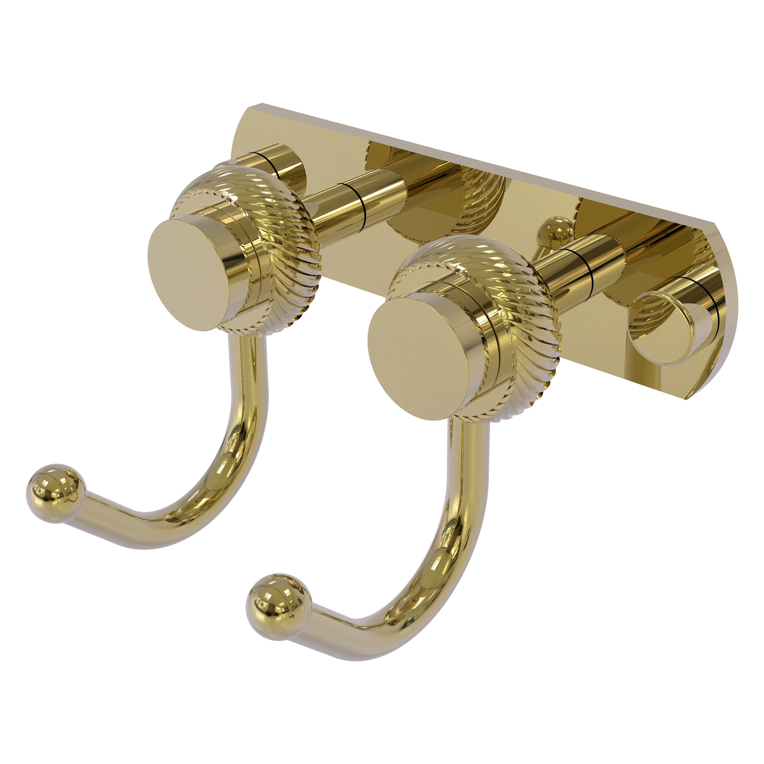 Allied Brass 920T-2-UNL Mercury Unlacquered Brass Double -Hook Wall mount Towel Hook