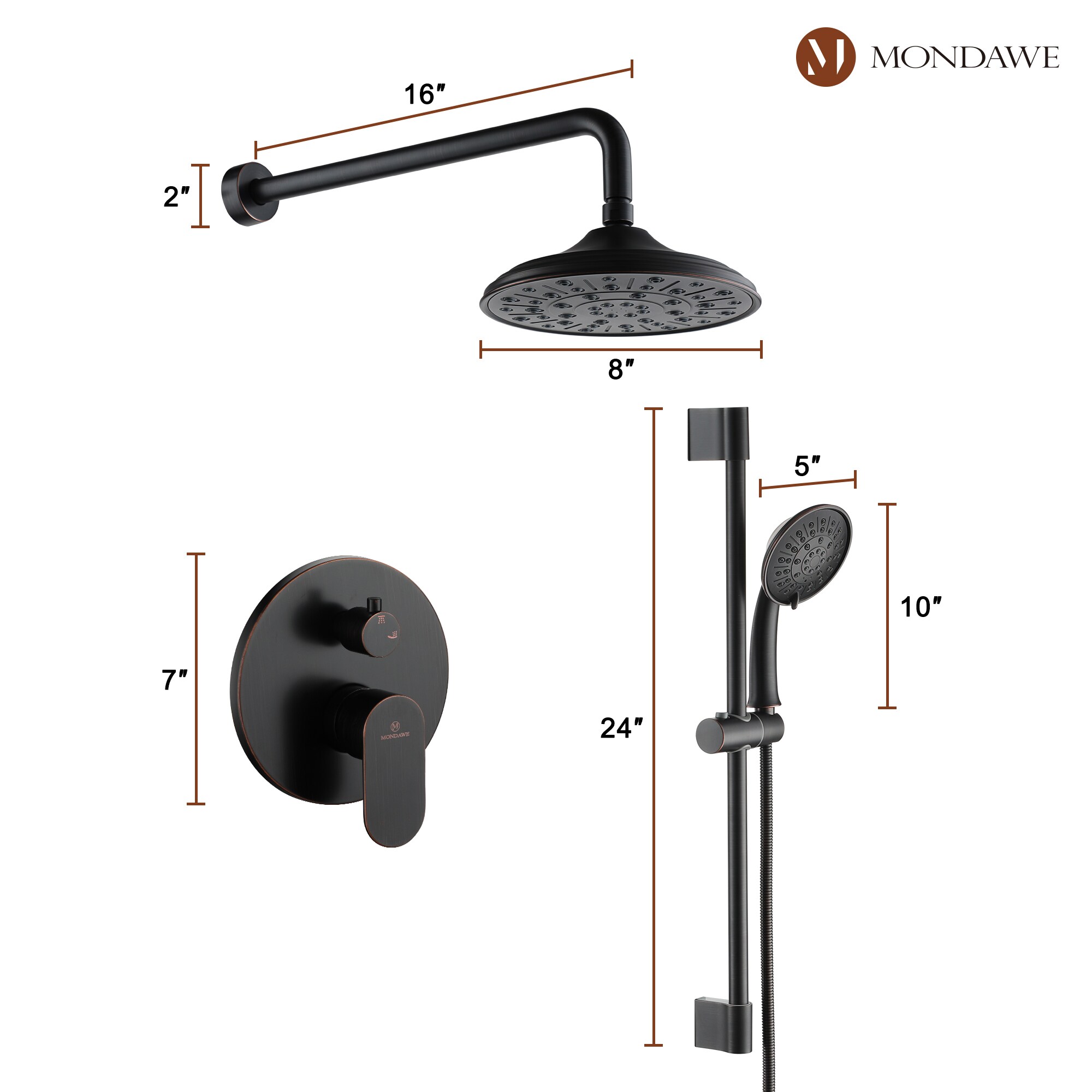 Mondawe MD-A3815-ORB Showerhead-Bar-Panels - View #10