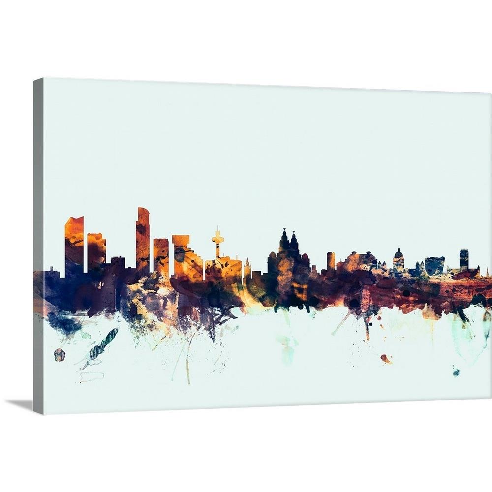 GreatBigCanvas 2448309-24-24X16 Liverpool England Skyline by Mi 16-in H x 24-in W Abstract Print on Canvas
