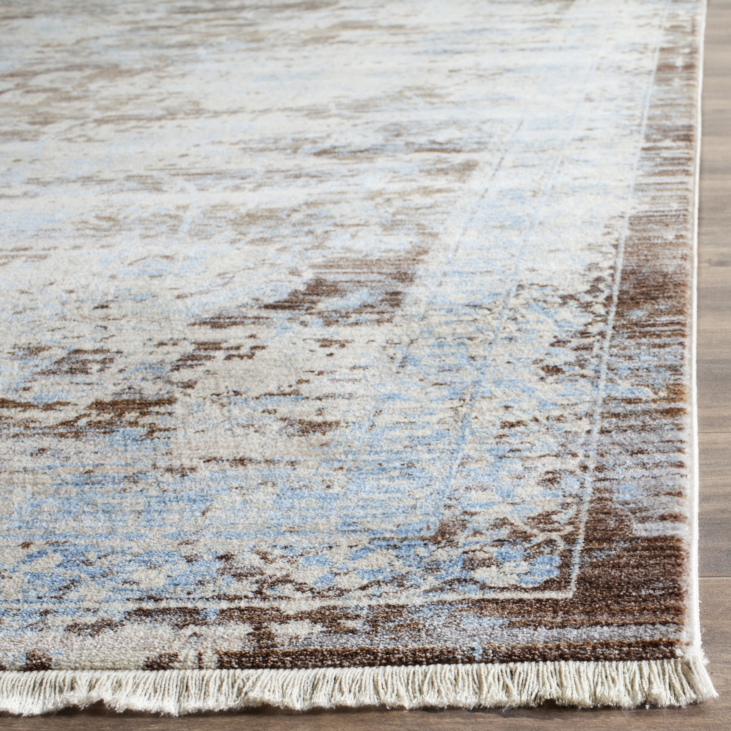 Light Blue Synthetic Floral Motif 8' x 10' Area Rug