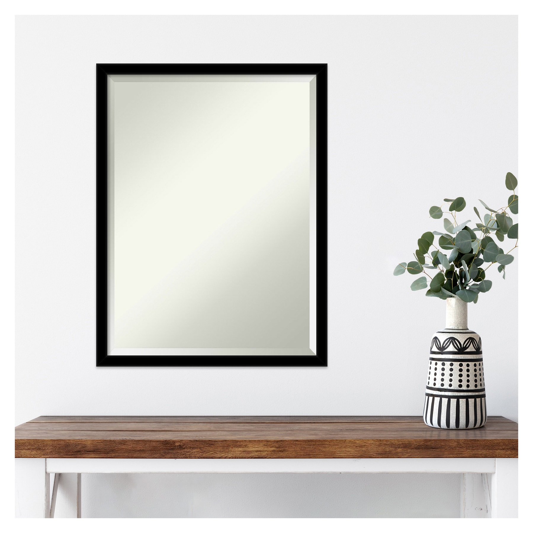 Jet Black Rectangular Wall Mirror with Polystyrene Frame