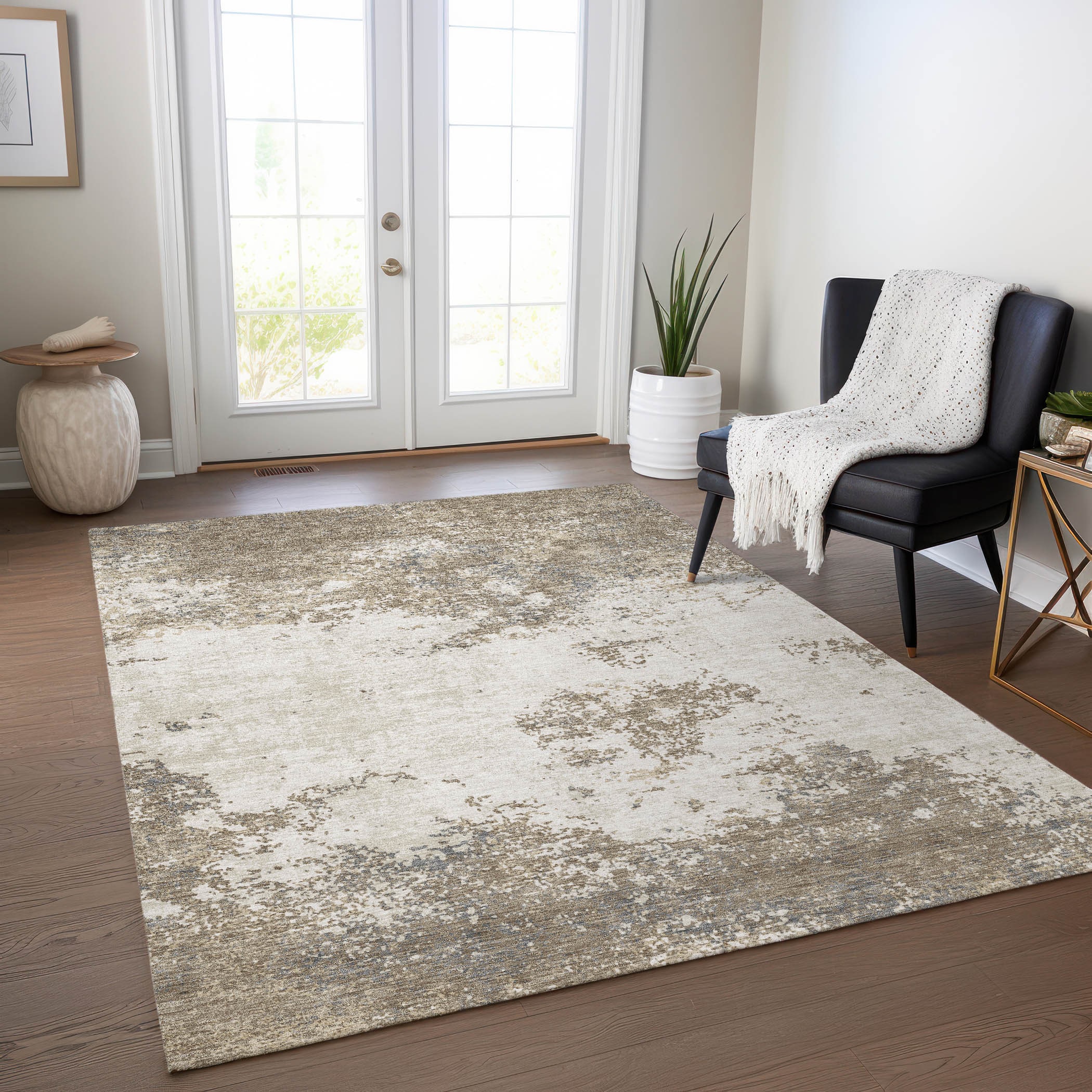 Addison Rugs ACN1027TP10X14 Chantille ACN1027TP 10 x 14 (ft) Polyester Taupe Rectangular Indoor/Outdoor Geometric Machine washable Area rug