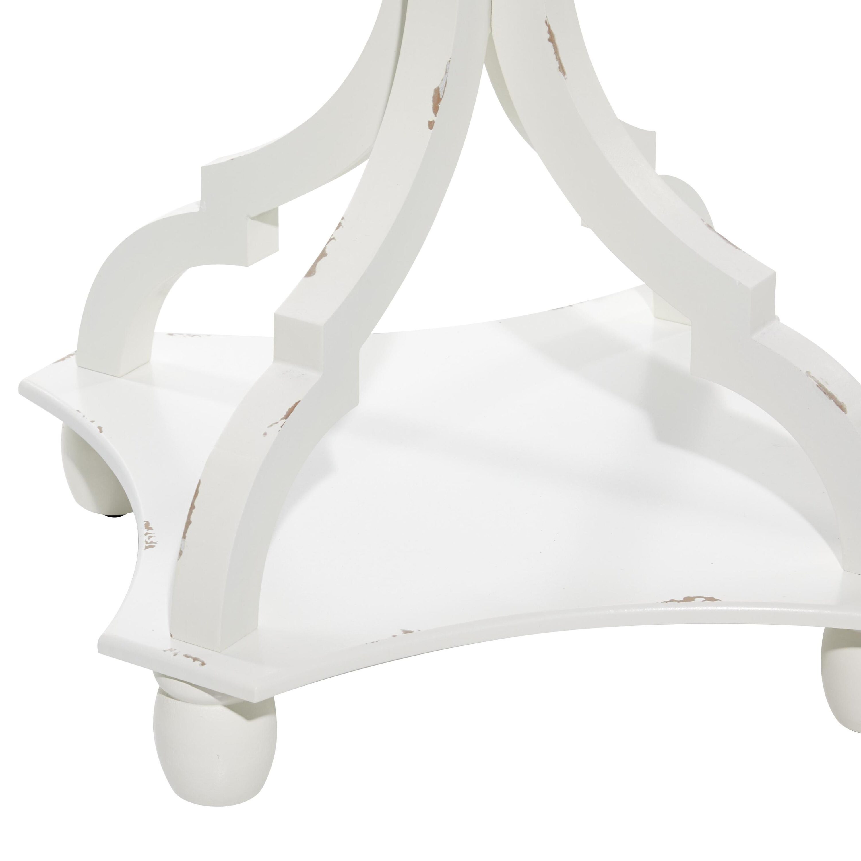 White and Brown Wood Rectangular Farmhouse Accent Table with Spindle Legs