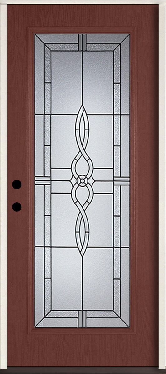 RELIABILT LO841606 Calista 36-in x 80-in x 4-9/16-in Fiberglass Full lite Right-hand inswing Wineberry Stained Prehung Front Door Insulating core