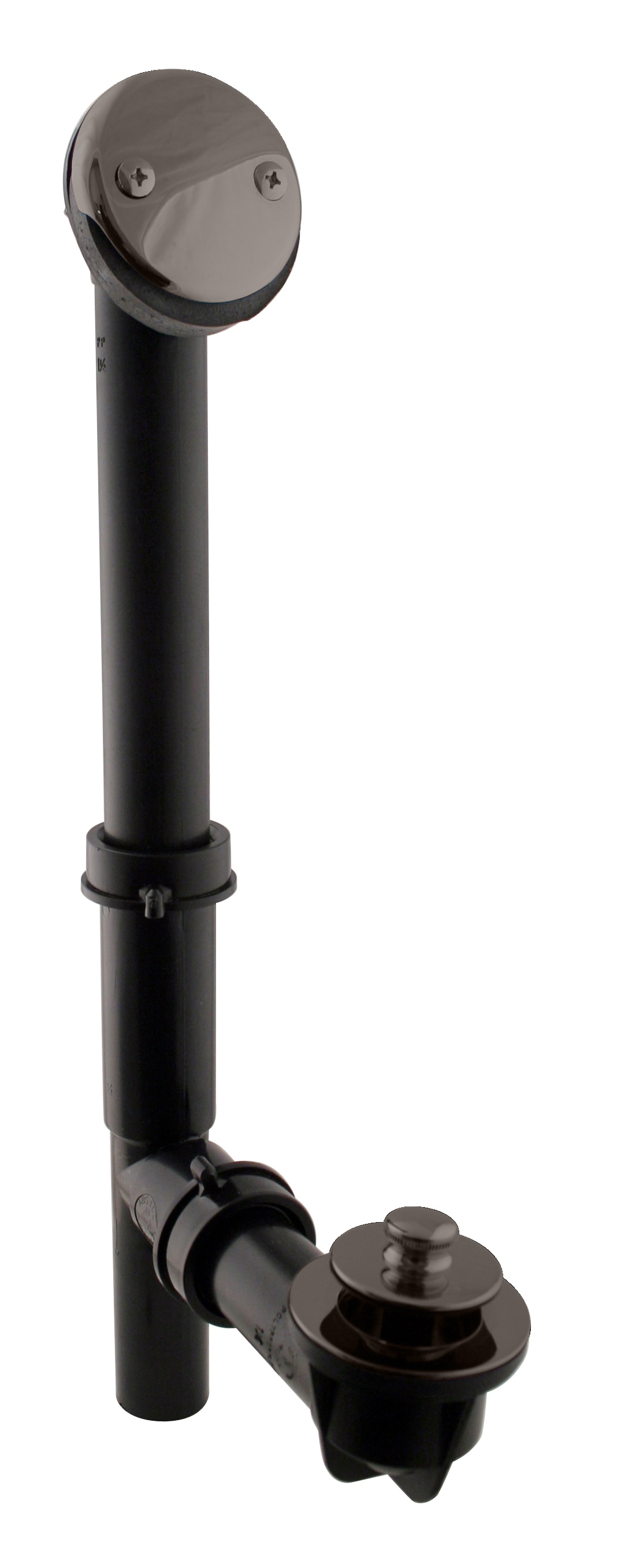 WESTBRASS 597144-12 Bath Waste- Two Hole Faceplate with Pull and Plug Drain, 1-1/2 In. Black Tubular In Oil Rubbed Bronze 597144-12