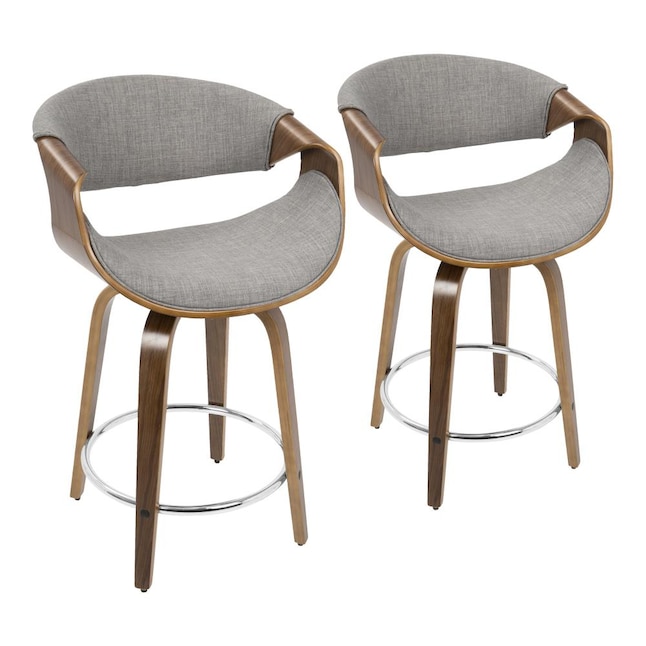 Bar Height Upholstered Swivel Stool, Gray Fabric Counter Height Stools