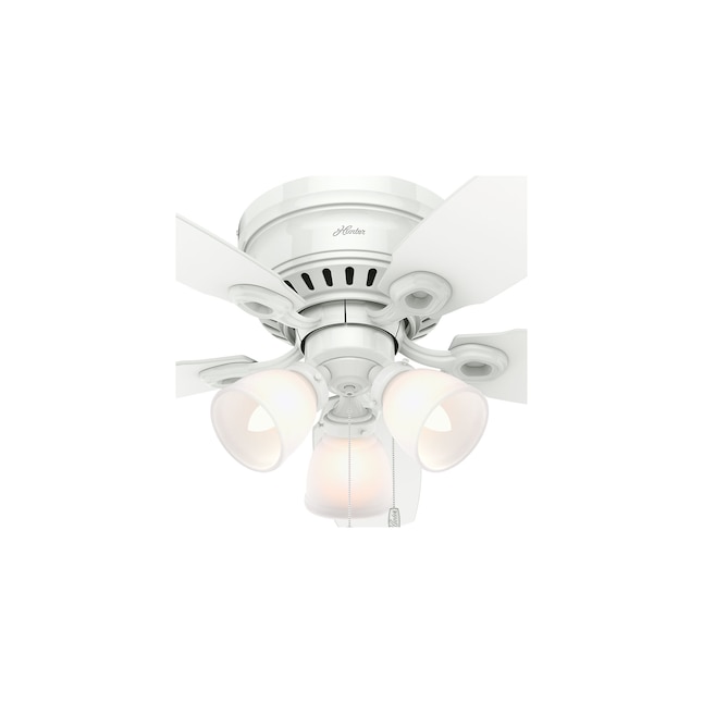 Hunter Hatherton 46 In Snow White Led Indoor Flush Mount Ceiling Fan With Light 5 Blade The Fans Department At Com - Ceiling Fan Light Fixtures Menards