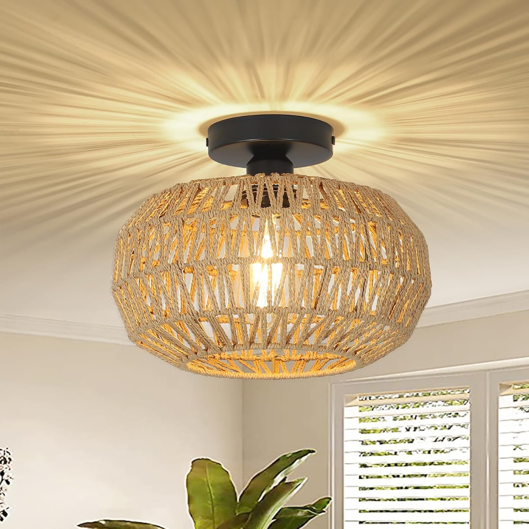 Sunrinx DD-20-CDL 1 -Light 11.8-in Brown Semi Flush Mount Light
