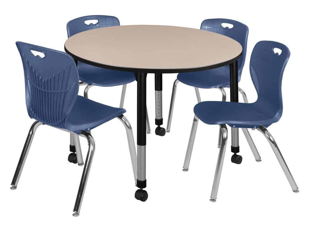 Regency TB48RNDBEAPCBK40NV Classroom Tables Off-White 4-Person Training Table (48-in W x 34-in H)