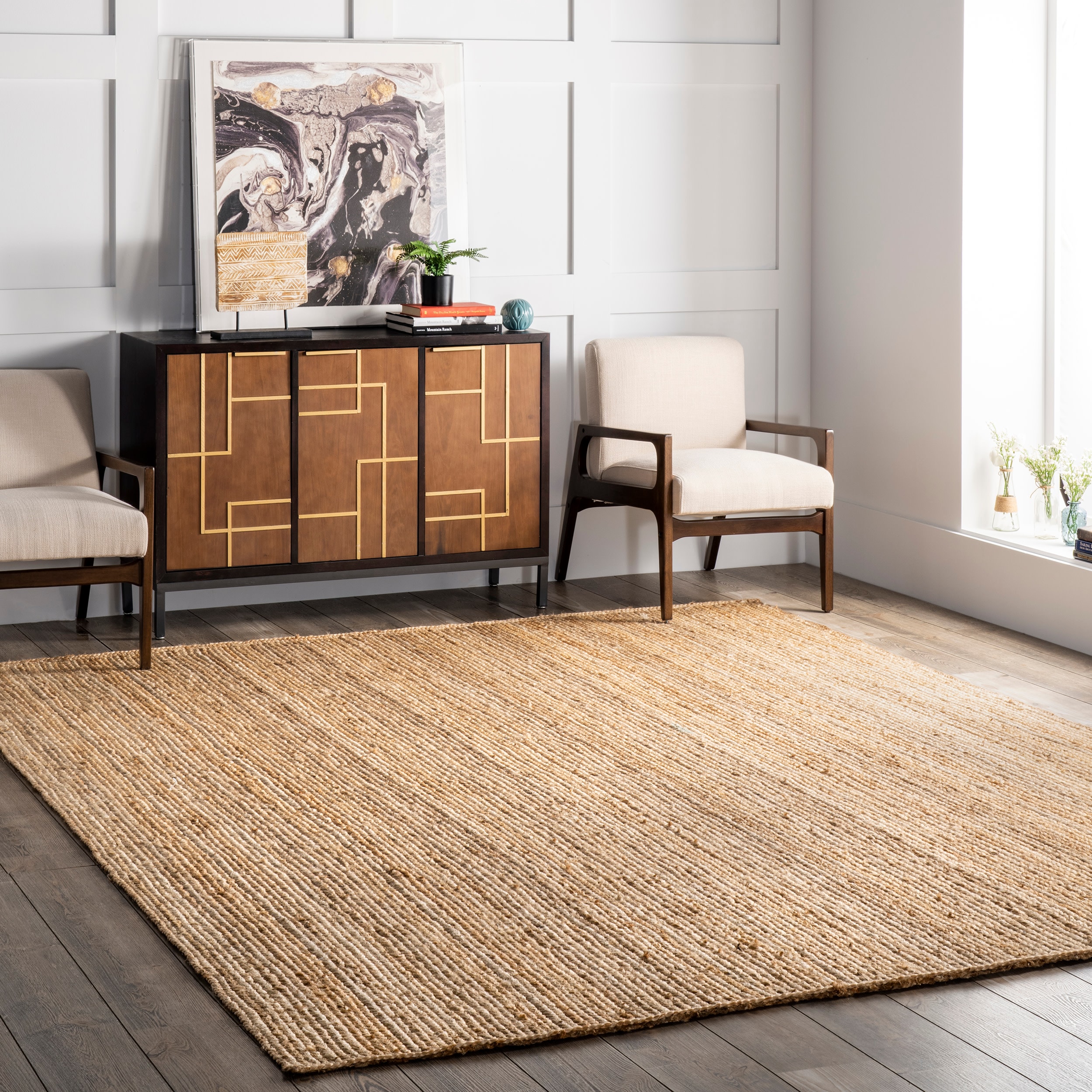 nuLOOM 8 x 8 Jute Natural Square Indoor Area Rug in the Rugs department at
