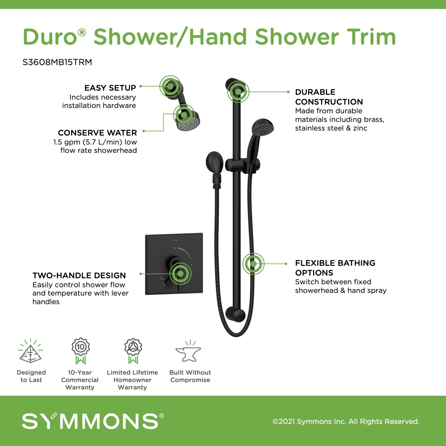 Symmons S3608MB15TRM Tub-Shower-Faucets - View #3