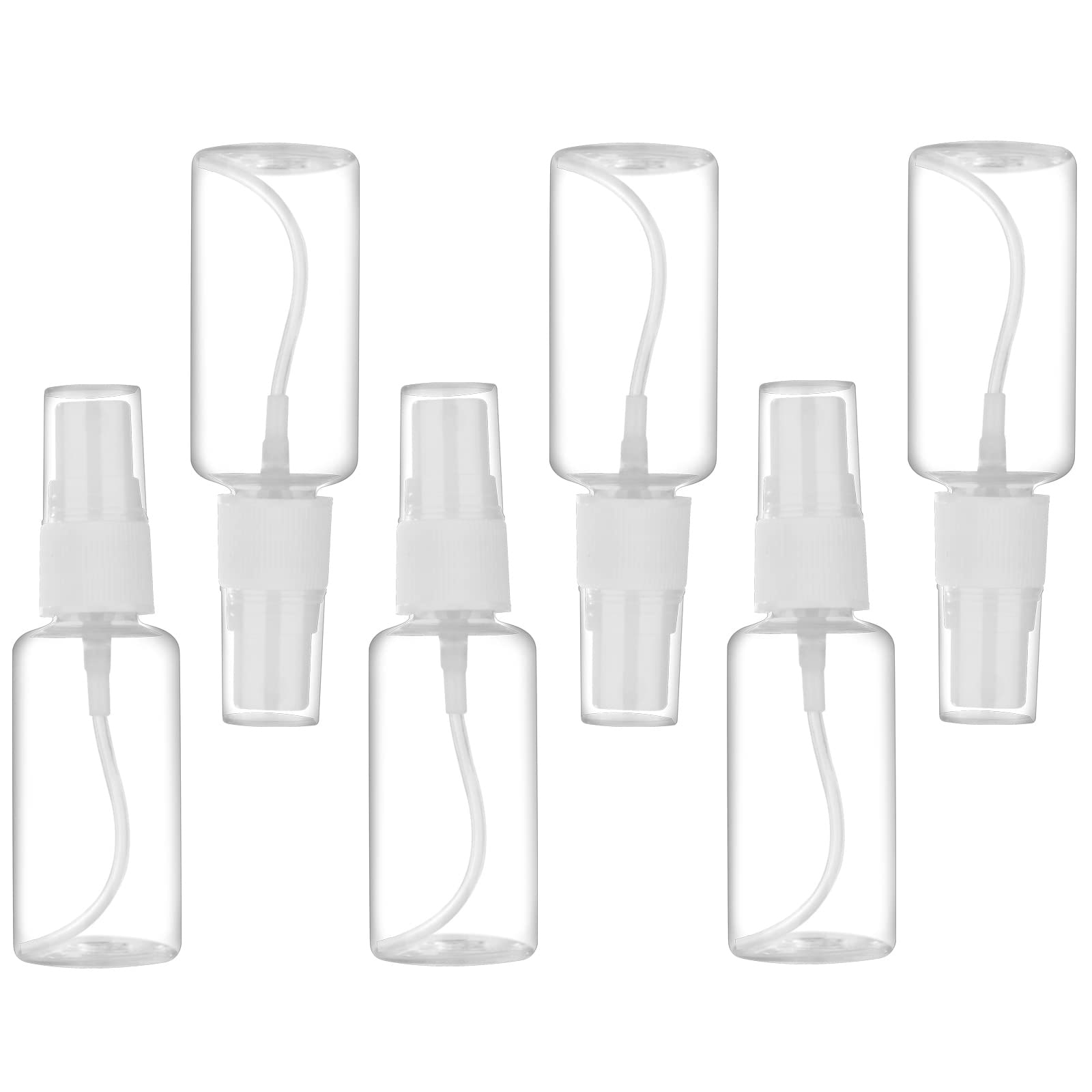 Justincity  Fine Mist Spray Bottle 1oz Small Plastic Refillable Travel Bottles with Funnels and Labels for Essential Oils Perfume Cleaning 6 pack