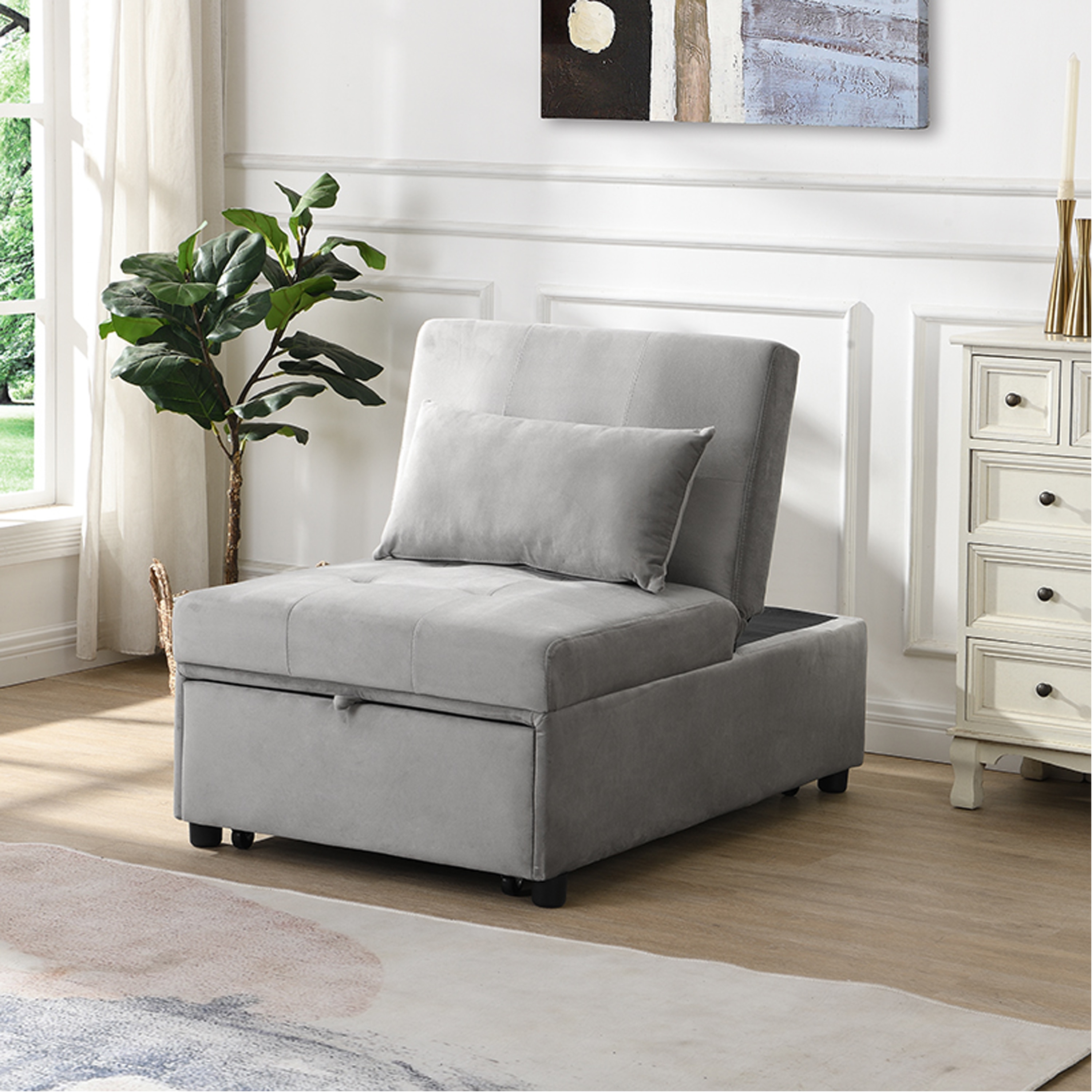 Tatayosi Folding Ottoman Sofa Bed Gray