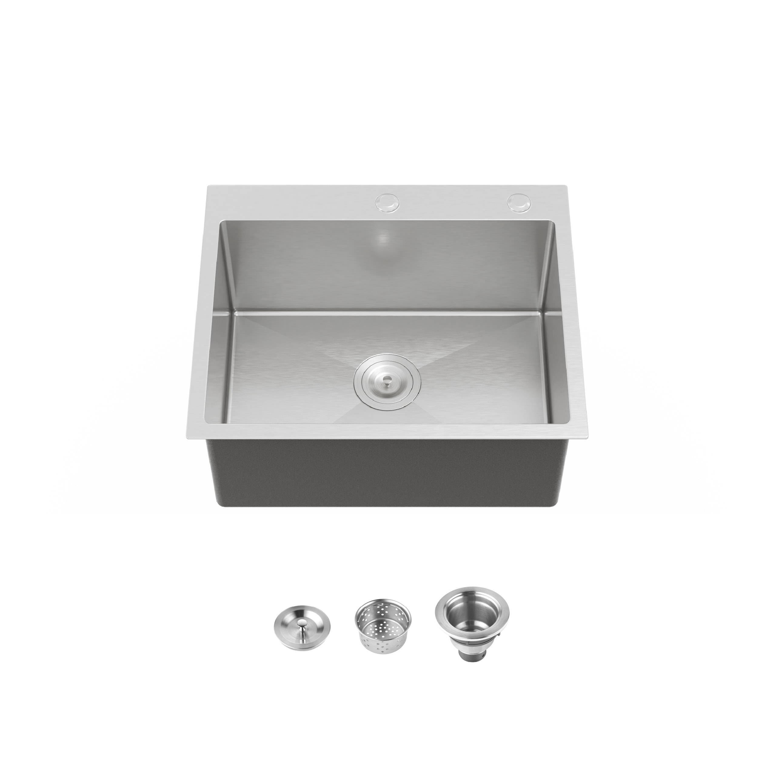 Blisstyle Stainless Steel Kitchen Sink 23 Inchx19 Inch Single Bowl Overmount Handmade Sink in Dark Gray with Us Standard Drain and Hook Kitchen Sink