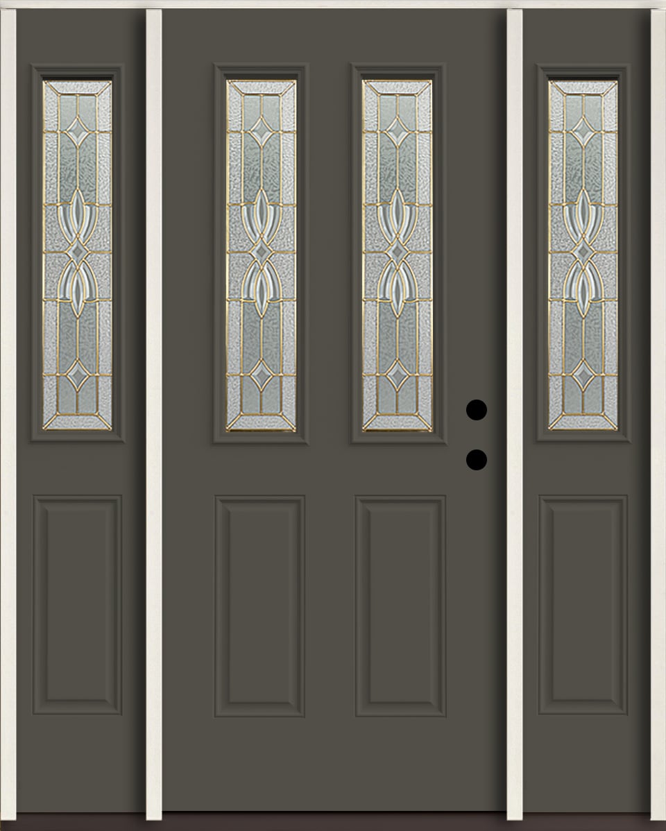 American Building Supply LO964268 Laurel 60-in x 80-in x 4-5/8-in Fiberglass Half lite Left-hand inswing Thunder Gray Paint Painted Prehung Front Door with Sidelights Insulating core