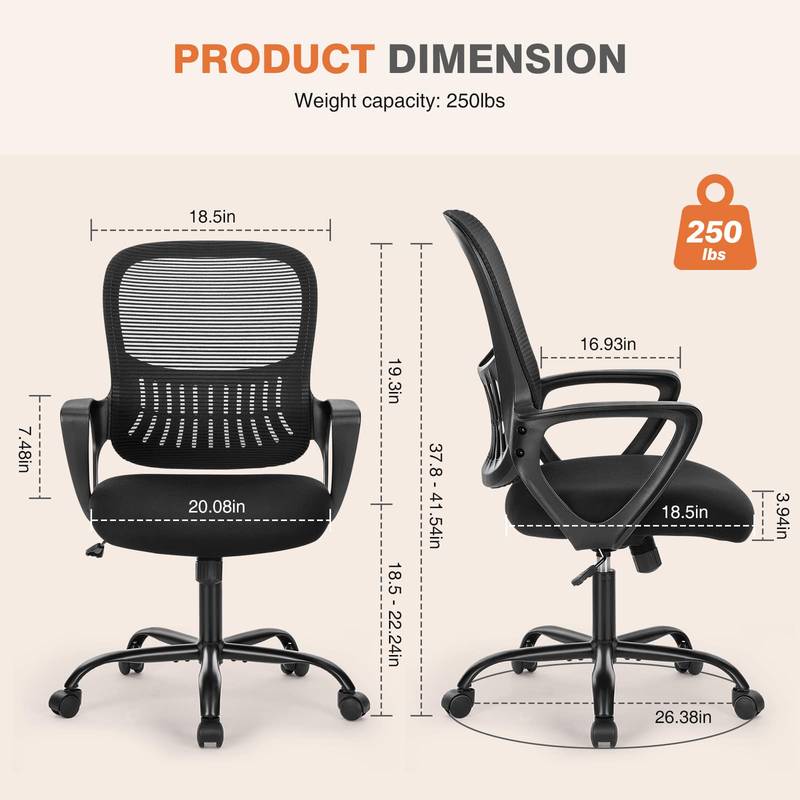 Bestier USLOW-HJ442297 Office-Chairs - View #6