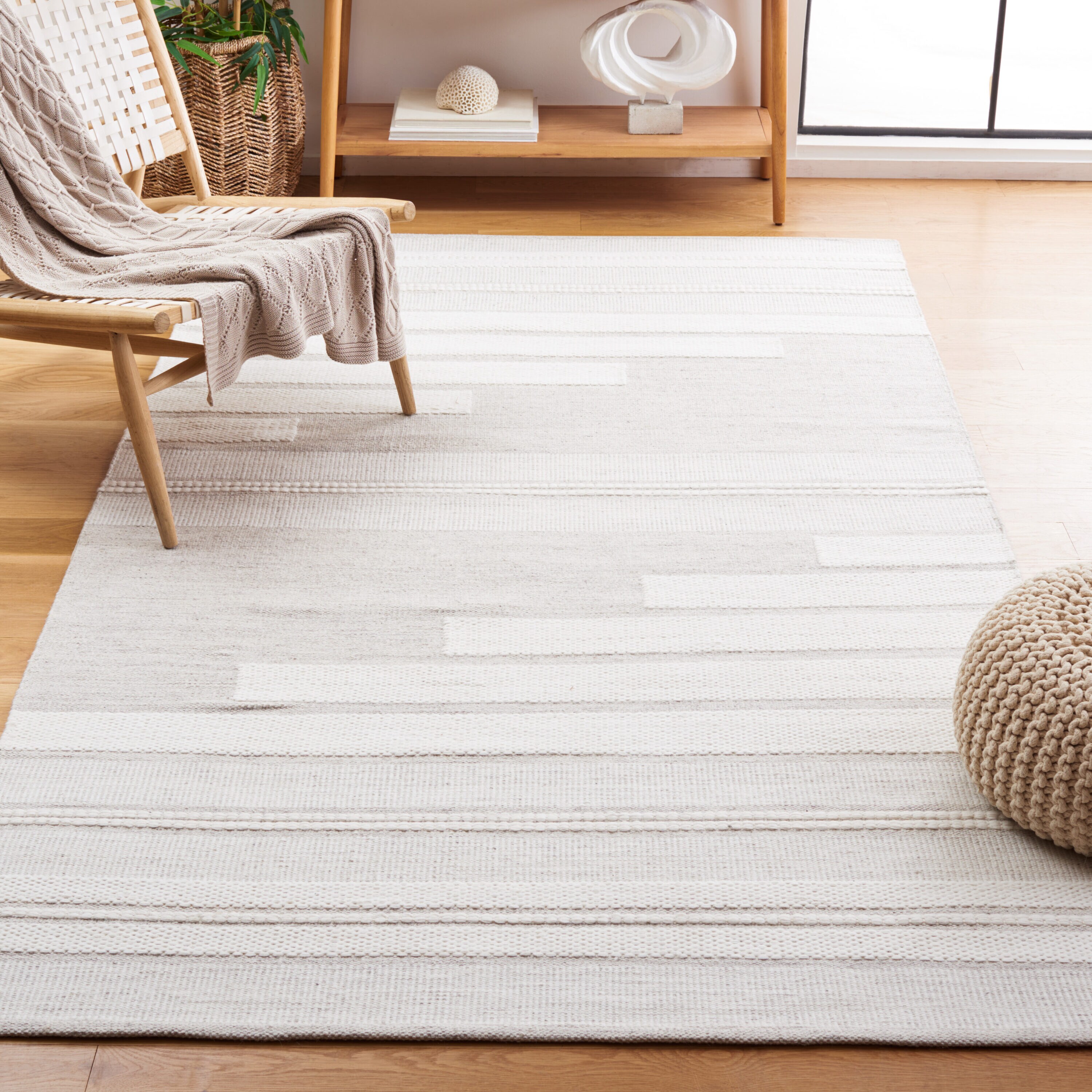  Kilim 448 Ivory/Beige Contemporary 4Ft x 6Ft Small Rectangle Rug