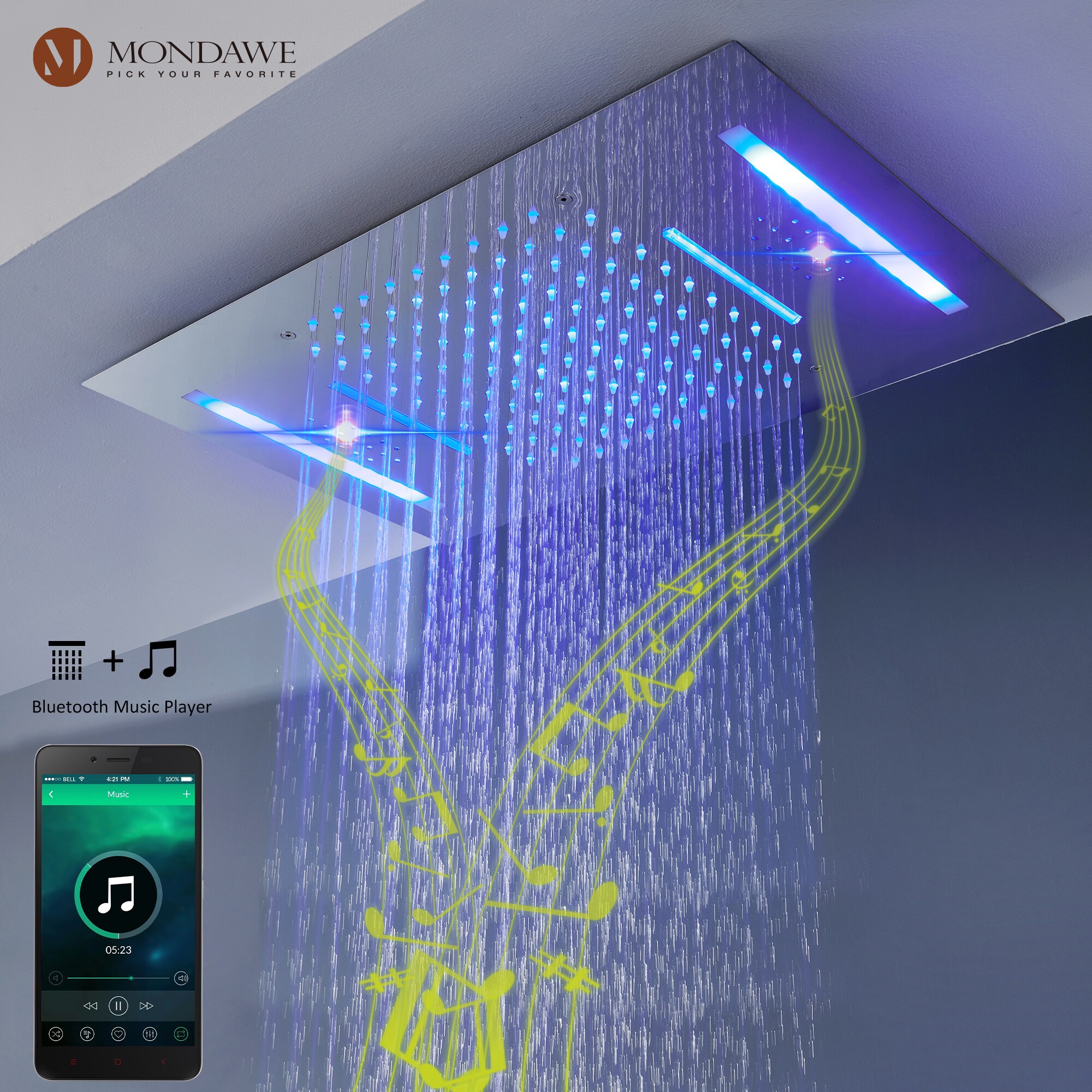 Mondawe WF6345-23CH Showerhead-Bar-Panels - View #3