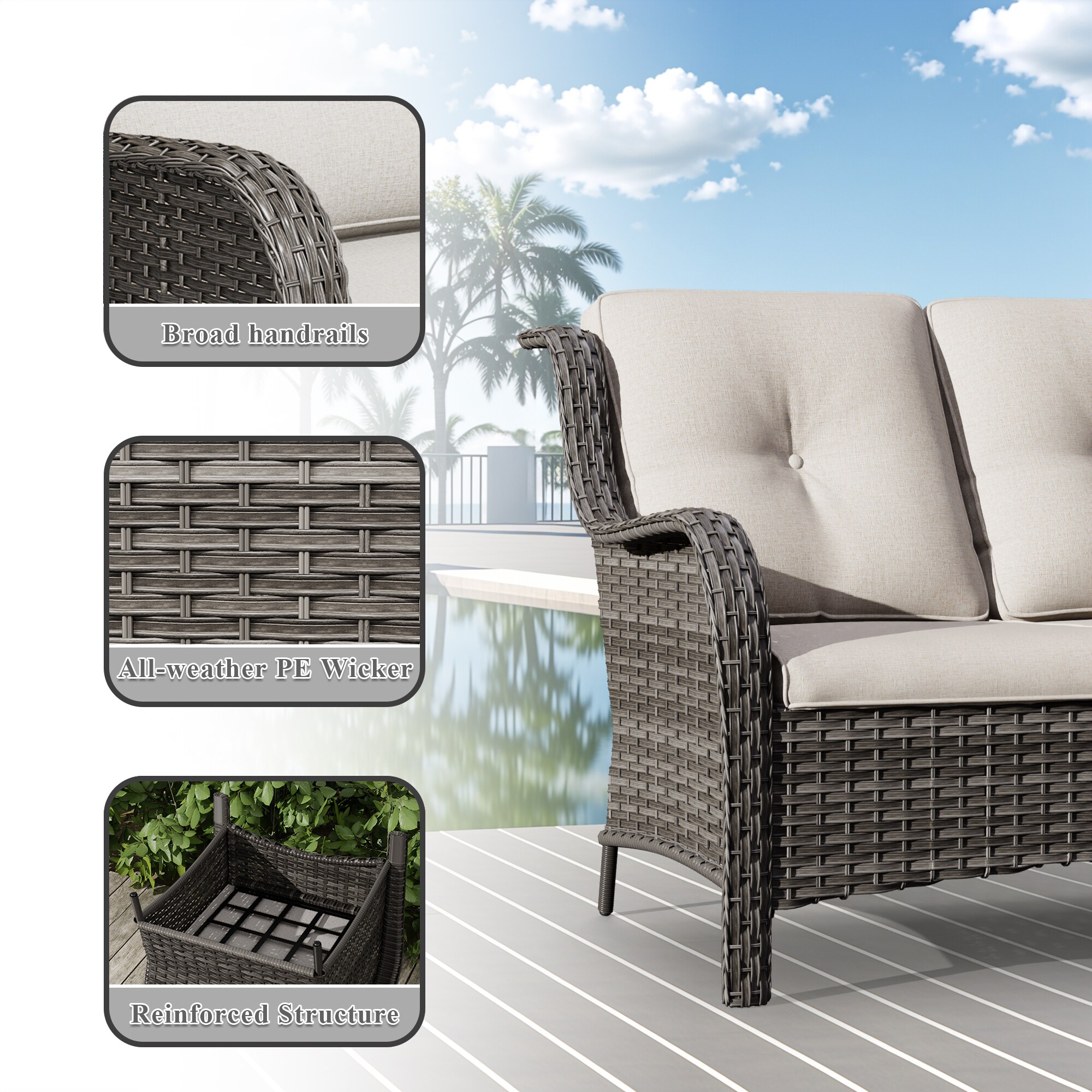 Gardenbee HGL-M75-BGE Patio-Sofas-Daybeds - View #4