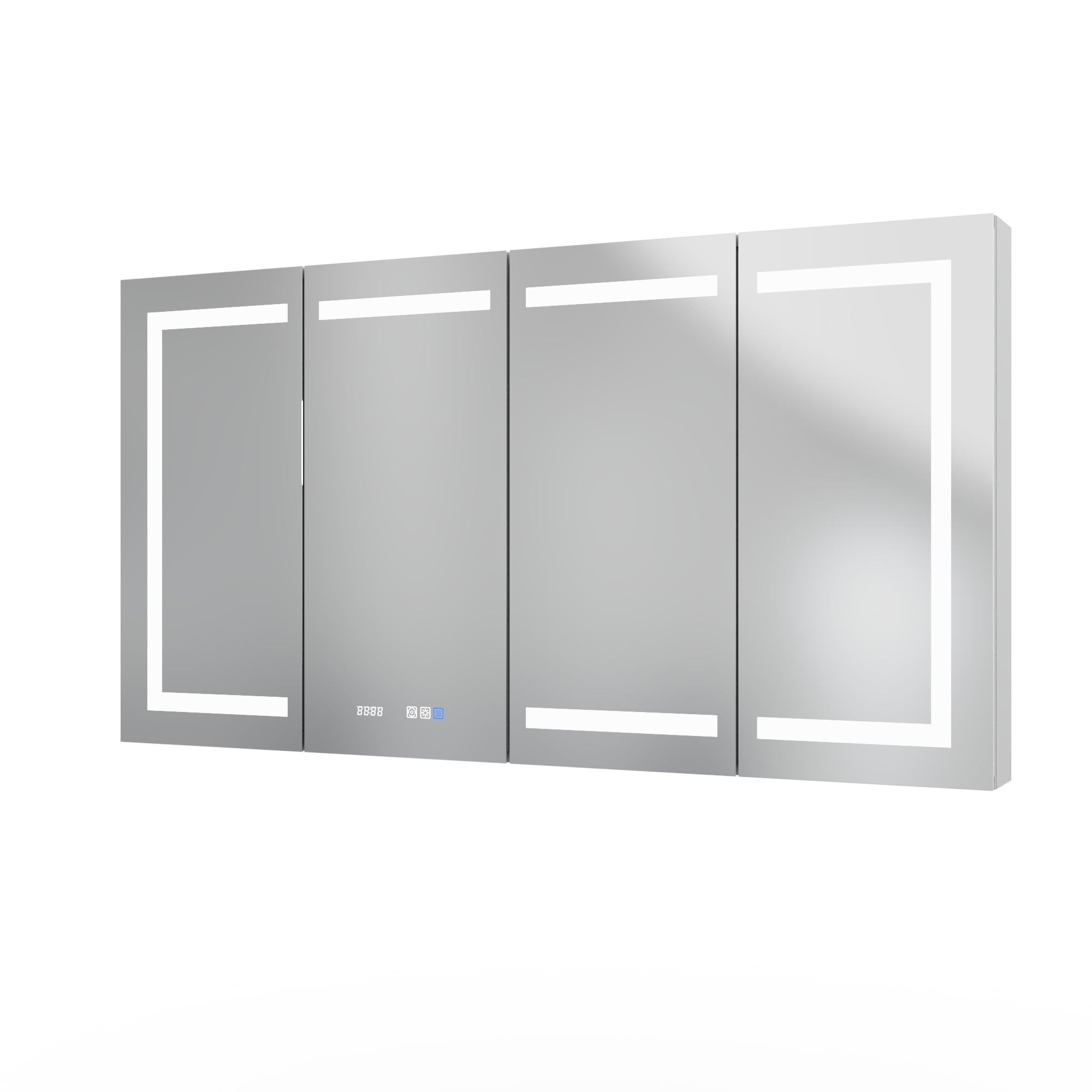 AAZJ JDEX-MC6032V4DX HSV4 60-Inches x 32-Inches Lighted LED Fog Free Surface/Recessed Mount Silver Mirrored Rectangle Soft Close Medicine Cabinet