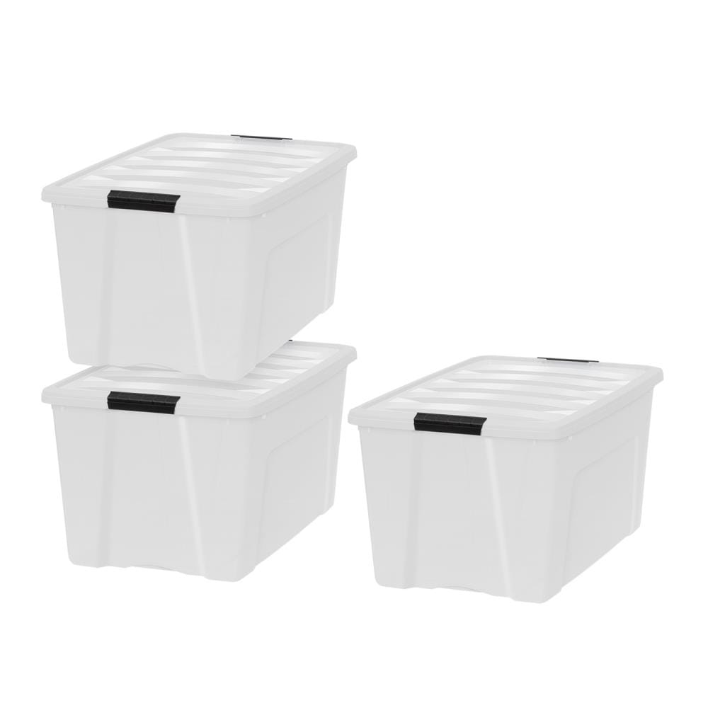 IRIS 3-Pack Large 18-Gallons (72-Quart) Pearl Tote with Latching Lid at