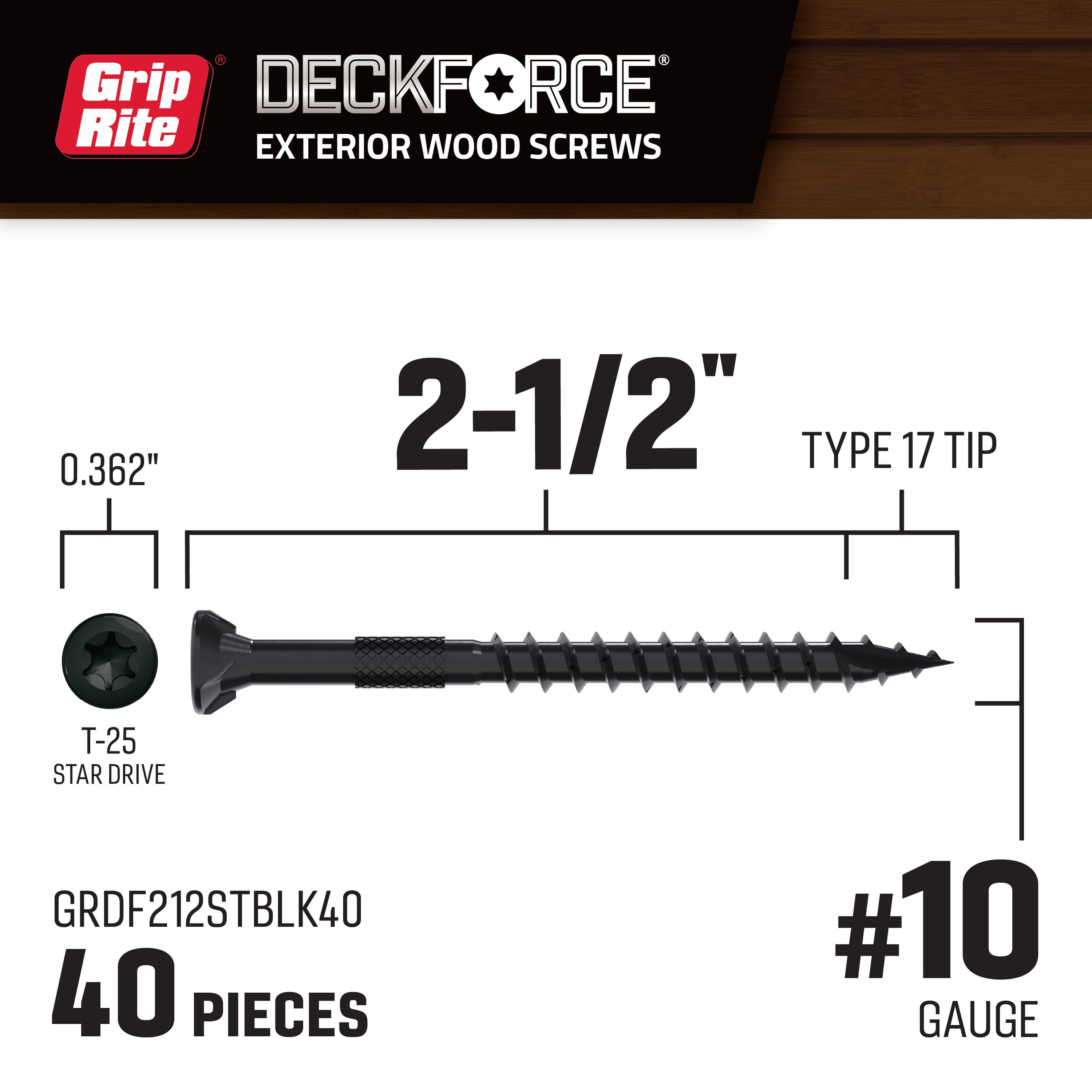 DeckForce by Grip Rite GRDF212STBLK40 Deck-Screws - View #2