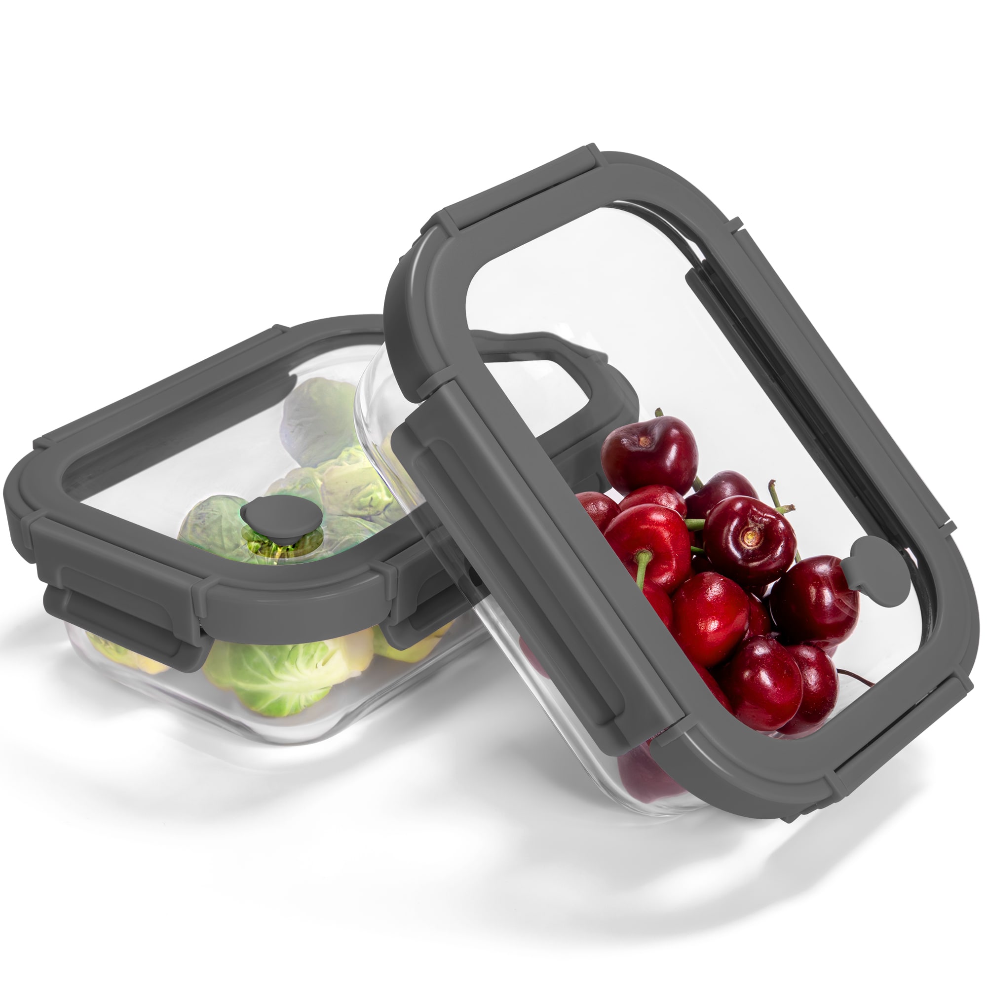 Dovelina 2PC Glass Meal Food Storage Containers with Lids