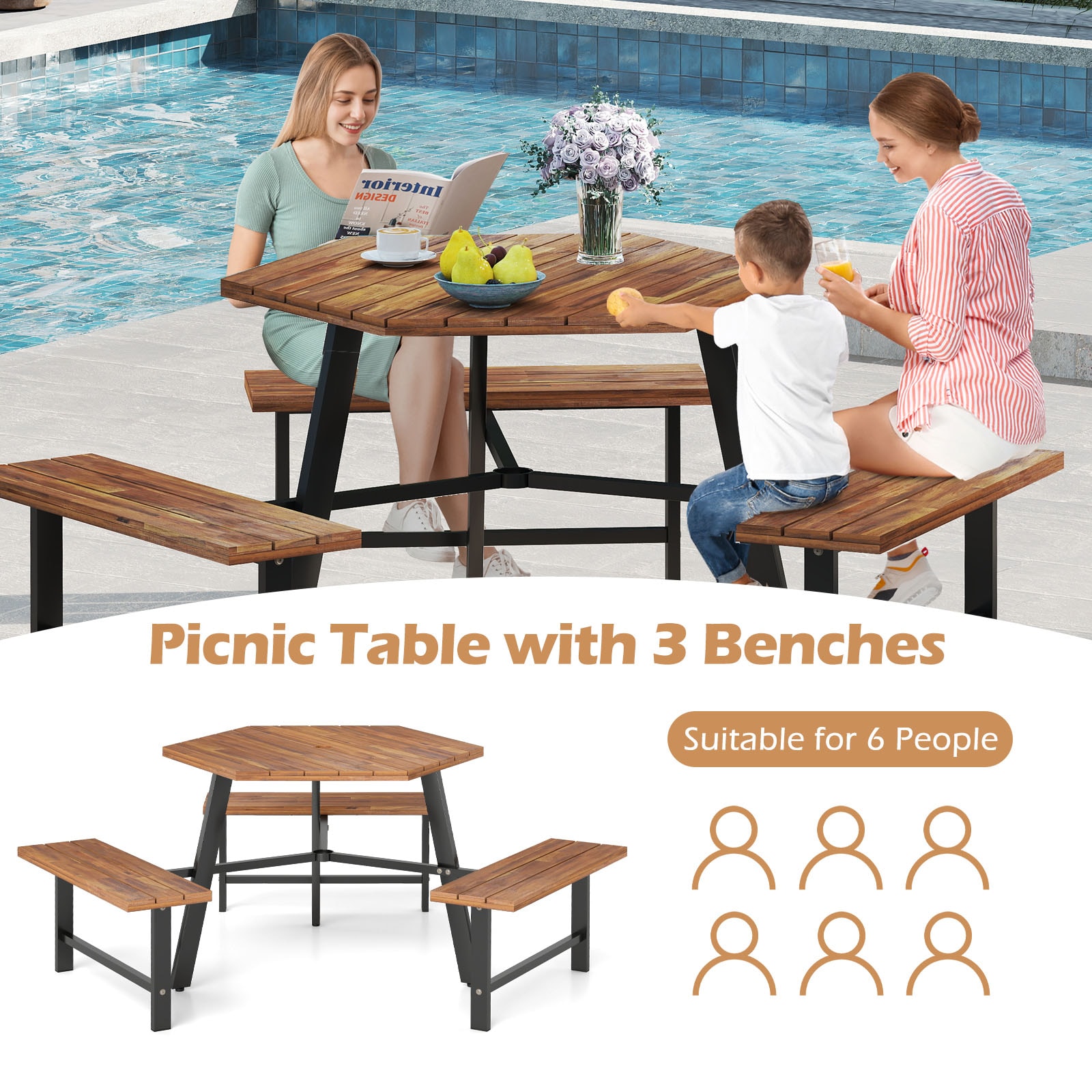Slickblue D-CO-45047WH Picnic-Tables - View #4