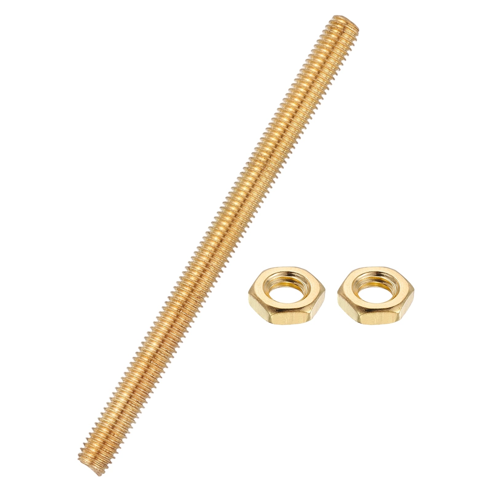 Unique Bargains Brass Fully Threaded Rod M8x1.25mm Pitch Right Hand Threads Studs with Solid Brass Hex Nuts 120mm/5inch Long Threaded Screw Rods Fasteners for Anchors Bolts Hangers Clamps