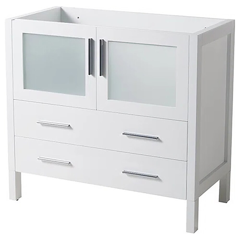 White Engineered Wood Freestanding Modern Bathroom Vanity Base