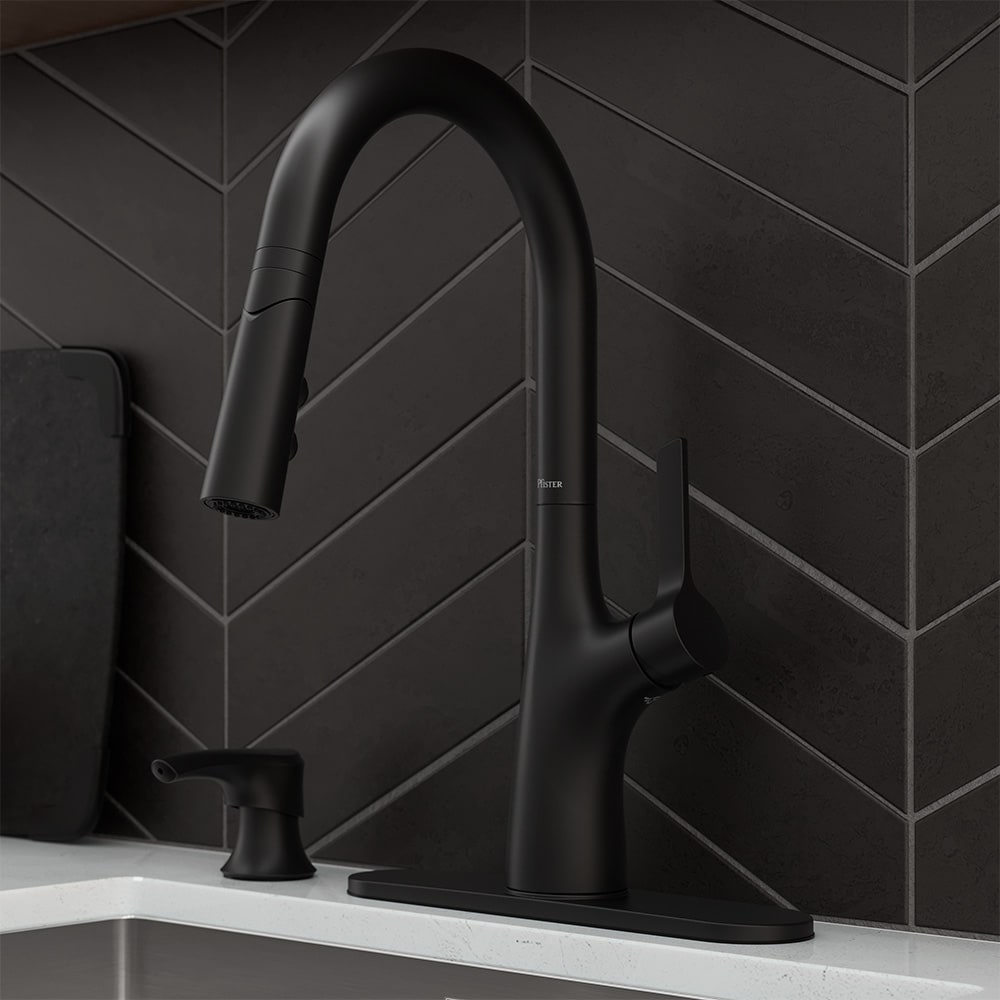 Pfister F-529-7CLOSDB Ceylon Spot Defense Matte Black Single Handle Deck-mount Pull-down Kitchen Faucet with Sprayer ( Deck Plate Included ) (Soap Dispenser Included)