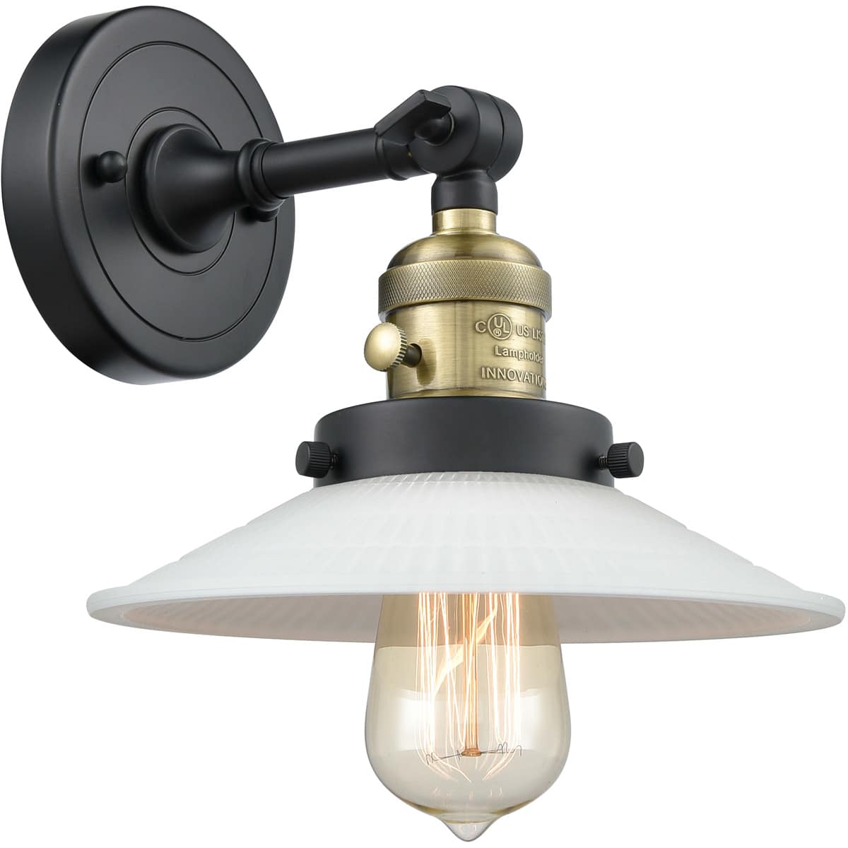 Innovations Lighting 1744777 203SW-BAB-G1-LED Franklin Restoration Halophane Wall Sconce