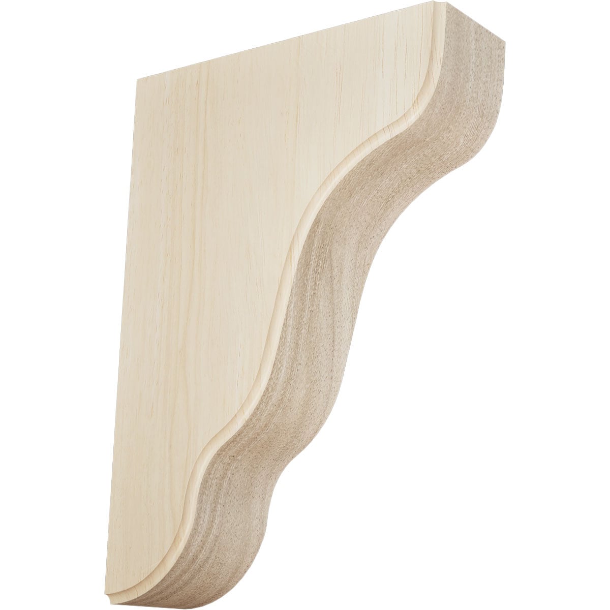 Ekena Millwork BKTW02X05X08PLRW Plymouth 1-3/4-in x 5-1/4-in x 7-1/2-in Rubberwood Brown Wood Standard bracket