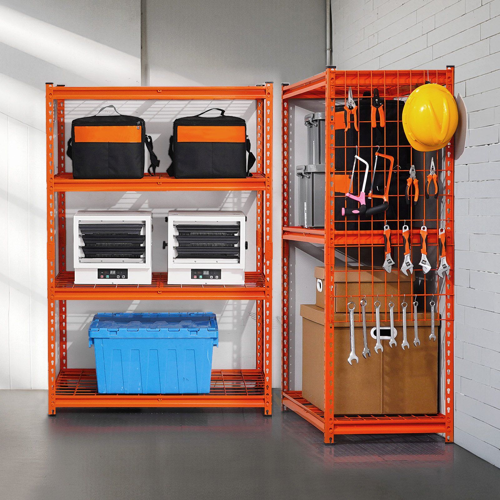 Slickblue 4 Tier Orange Metal Shelving Unit with Adjustable Shelf and ...
