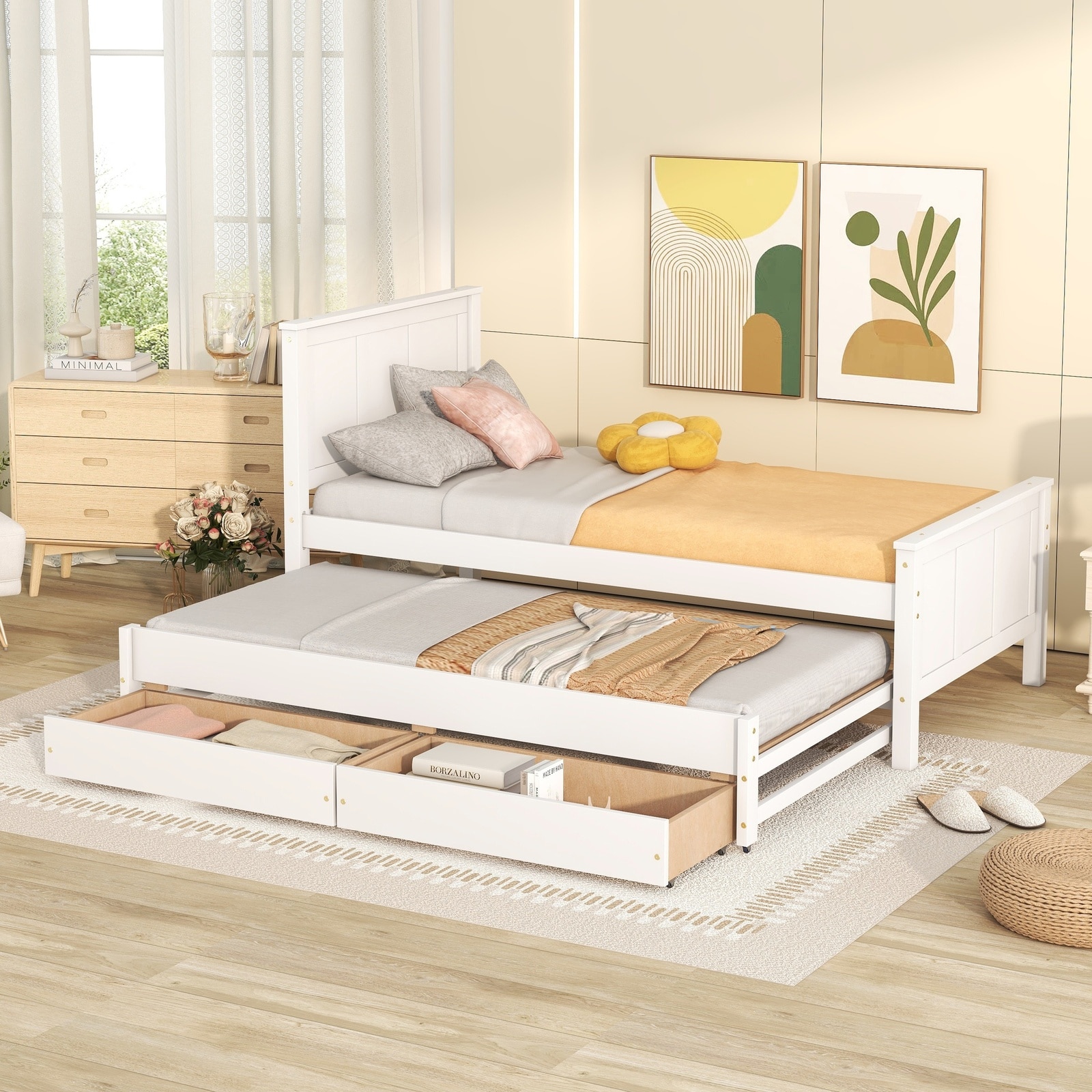 Horizons Prime Twin Size White Solid Pine Wood Platform Bed with ...