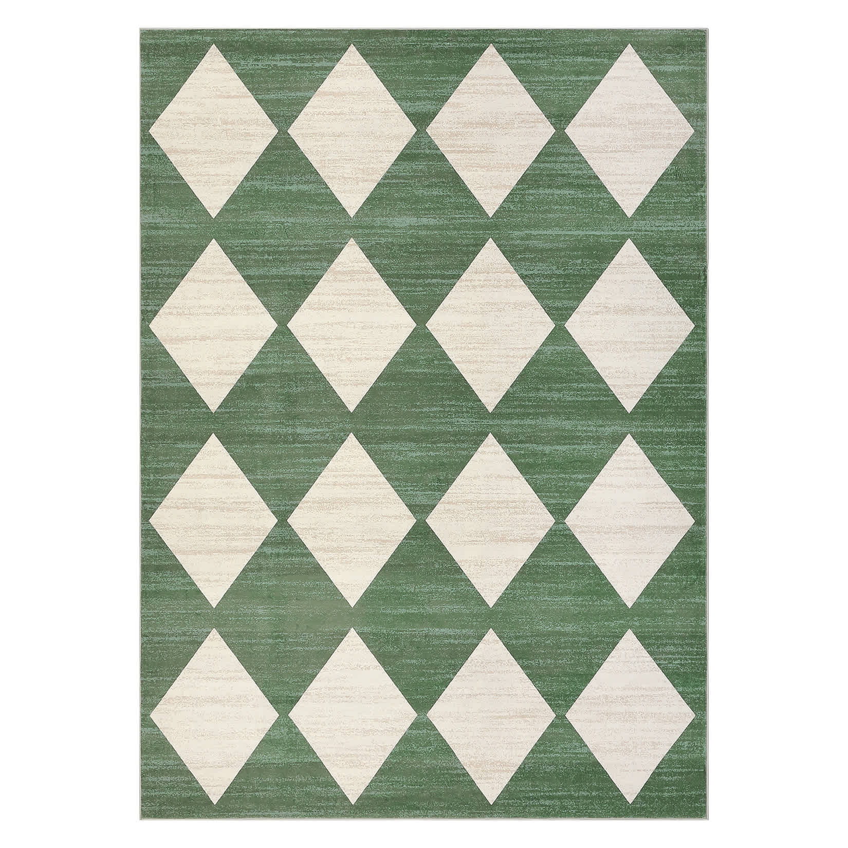 Qeetex SUNNY-PHK-33KHGFA9 9 x 12 ft Polyester Green Rectangular Living Room Bedroom Dining Room Modern Geometric Diamond Print Machine Washable Area Rug