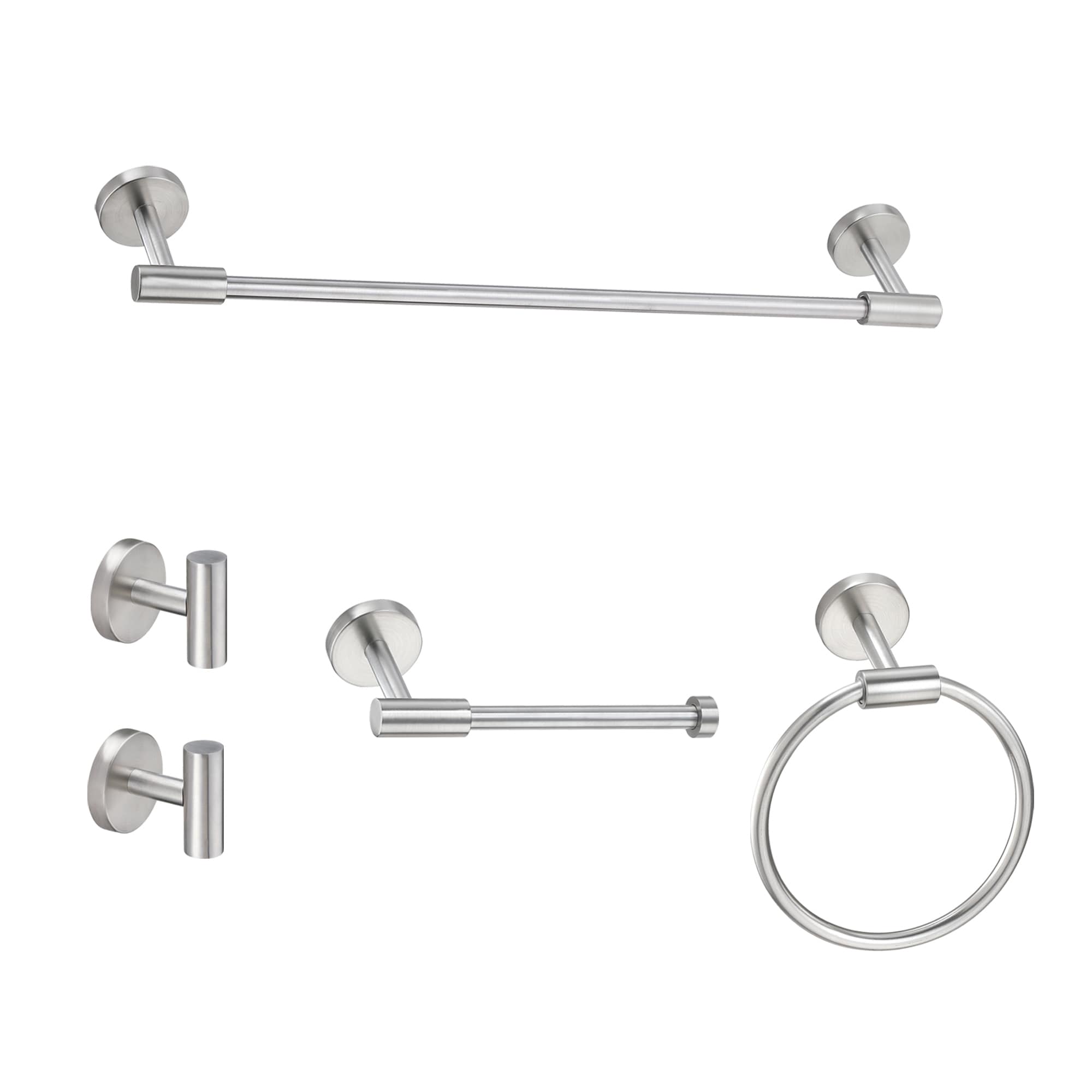 Sir Faucet TOHLAR-036 5 -Piece nickel Decorative Bathroom Hardware Set Towel Bar, Towel Ring ,Robe Hook Included