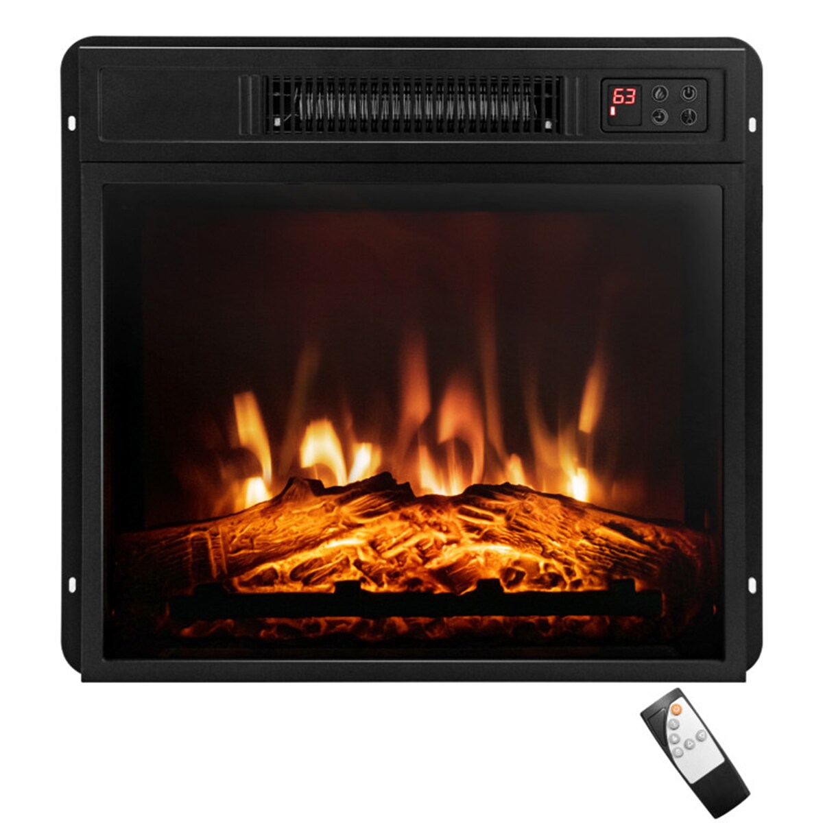 Clihome CL-BKUS-10173 18-Inches W Black Wall mount Fan-forced Wall-mount Electric Fireplace with Remote Control Included