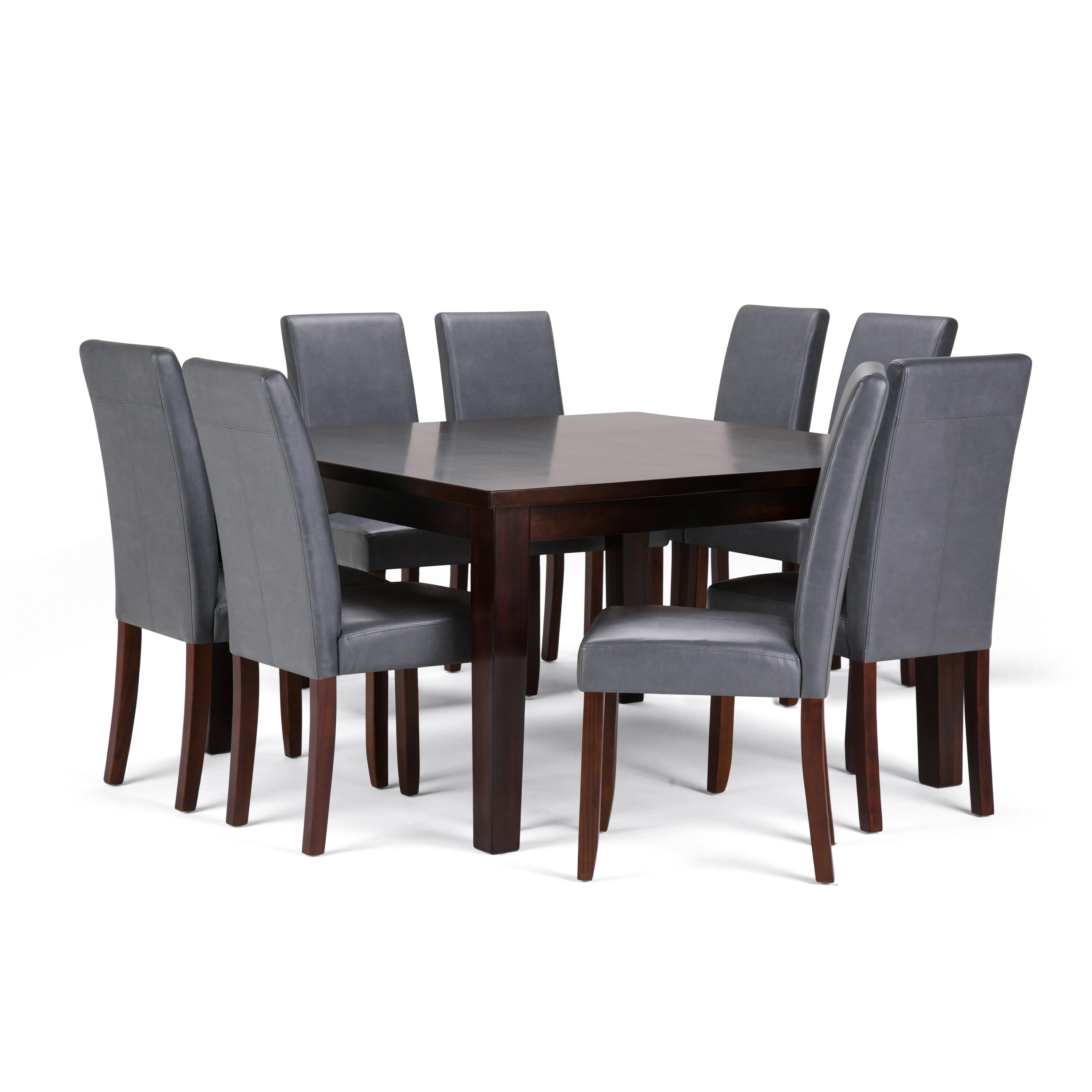 Simpli Home AXCDS9-ACA-G Acadian Stone Grey Transitional Dining Room Set with Rectangular Table (Seats 8)