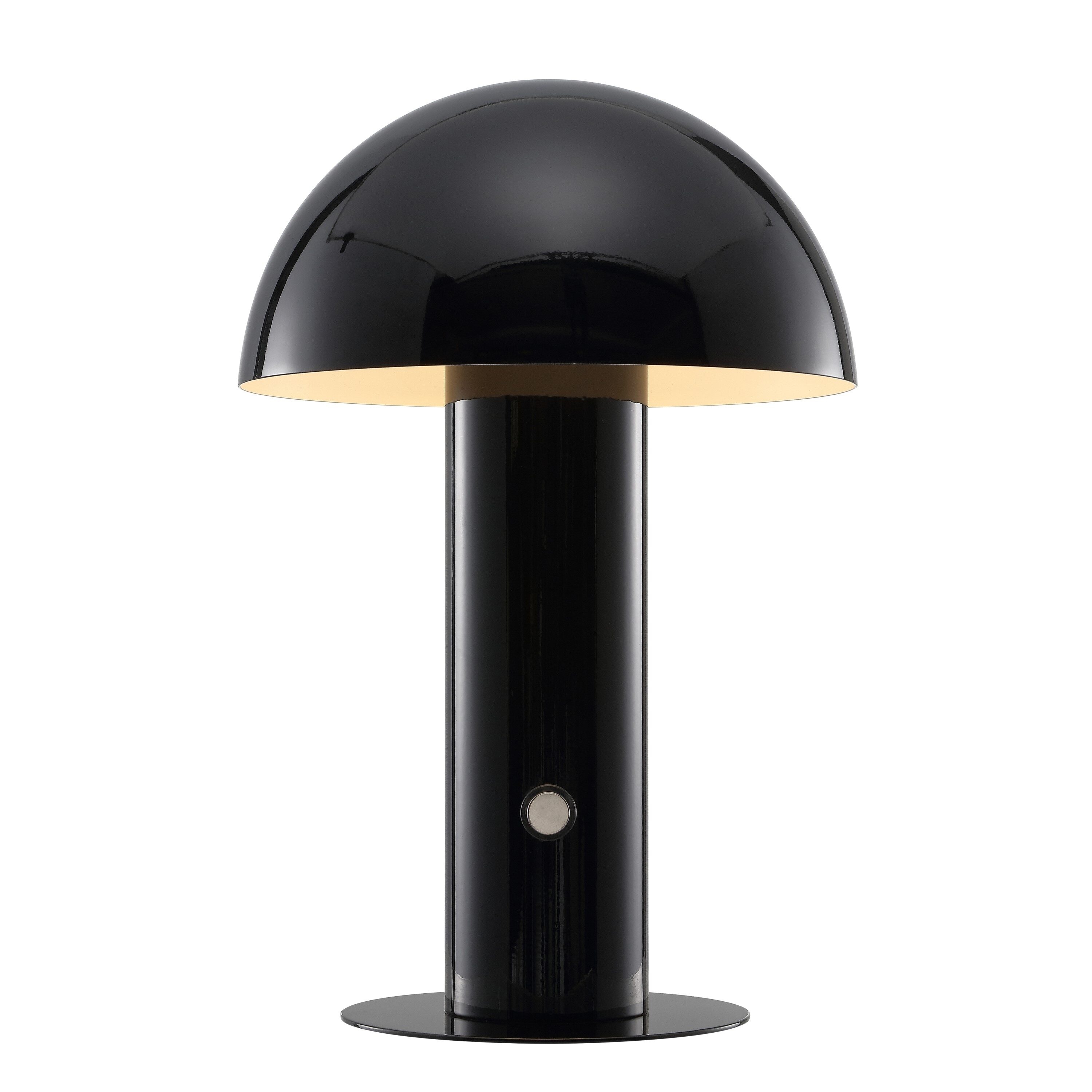 Black Cordless Iron LED Mushroom Table Lamp