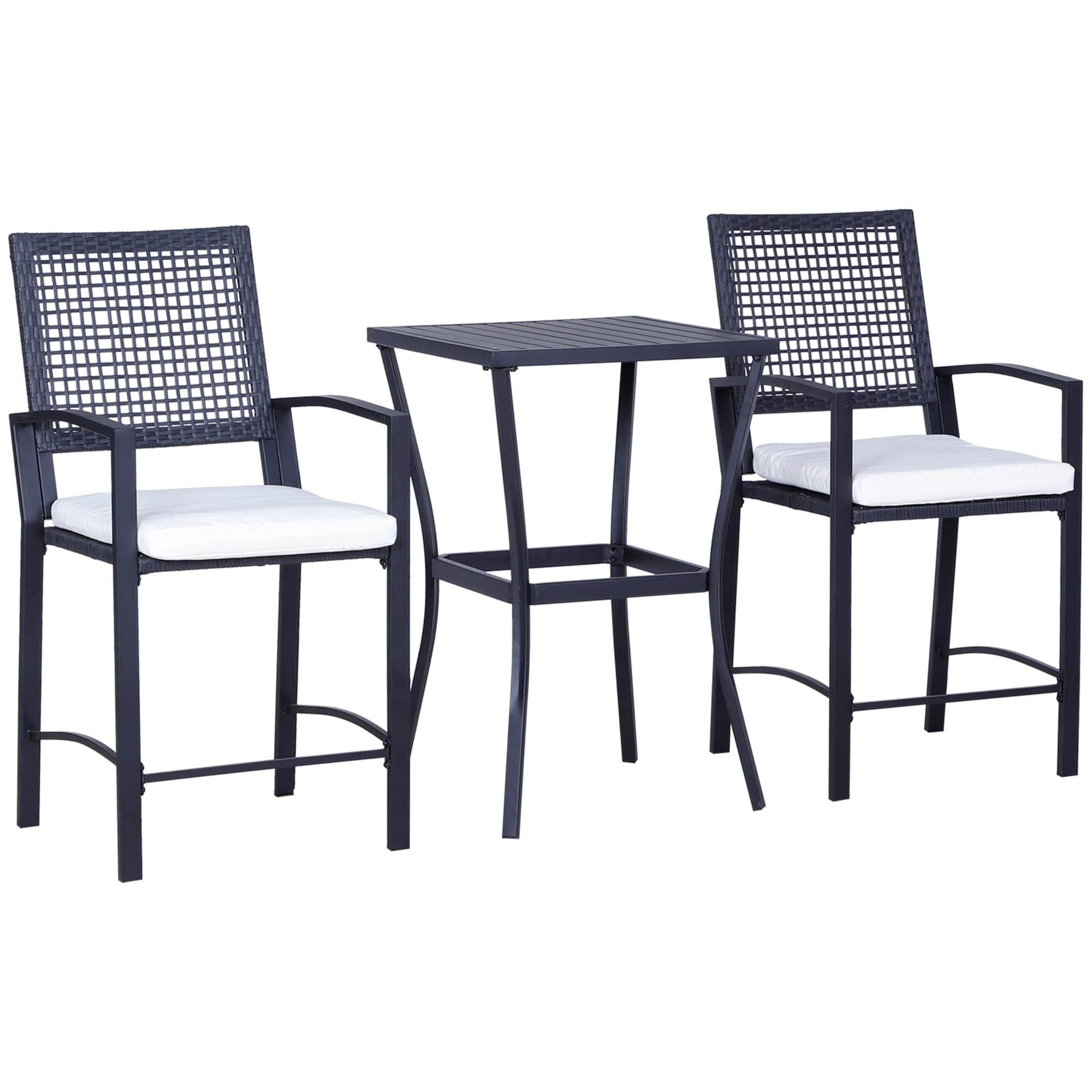 RITSU -  3-Piece PE Wicker Steel Patio Bar Set with Cushioned Seating Weather Ready Build Easy As...