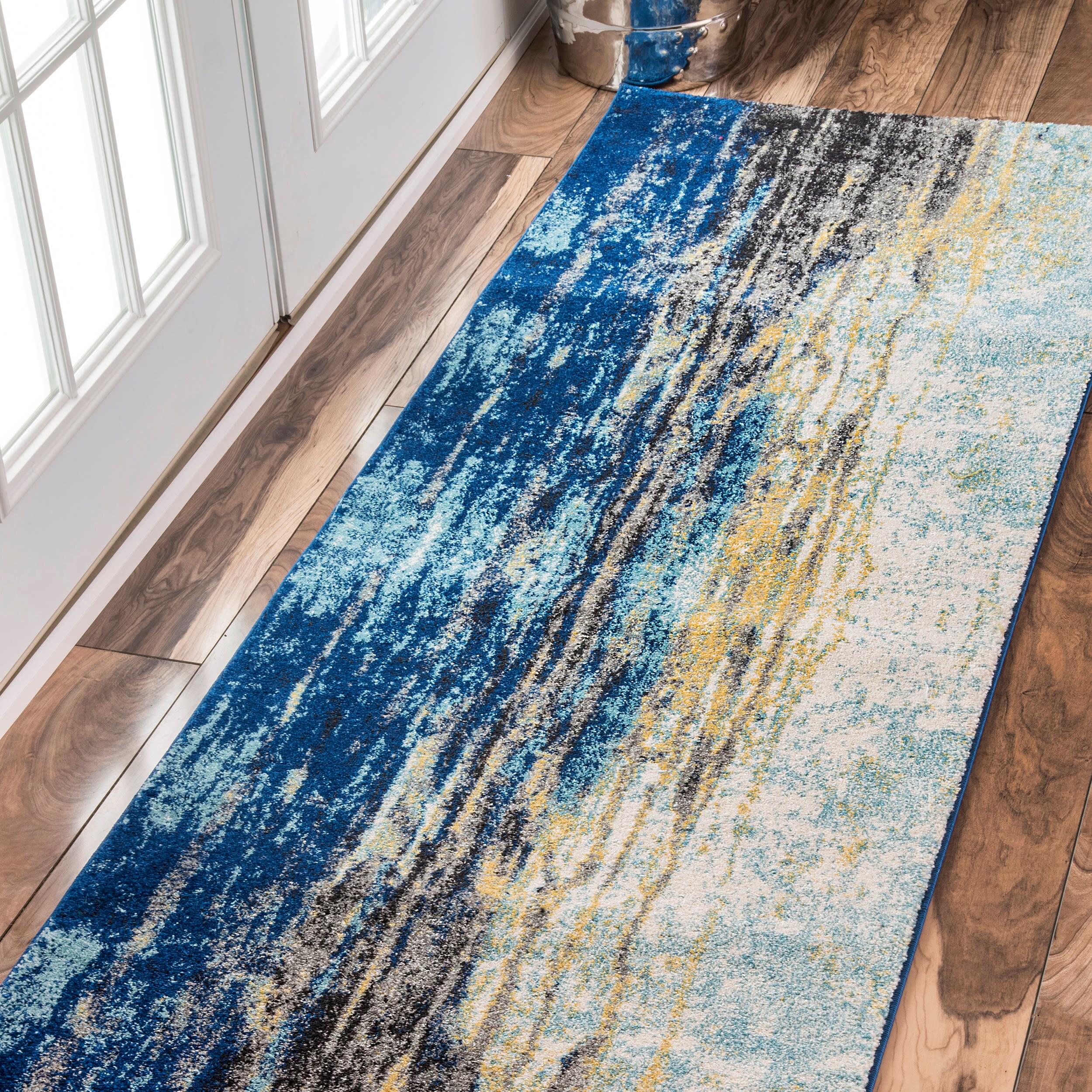 nuLOOM RZBD04A-206 2 x 6 (ft) Loomed Polypropylene Blue Rectangular Indoor Abstract Area rug