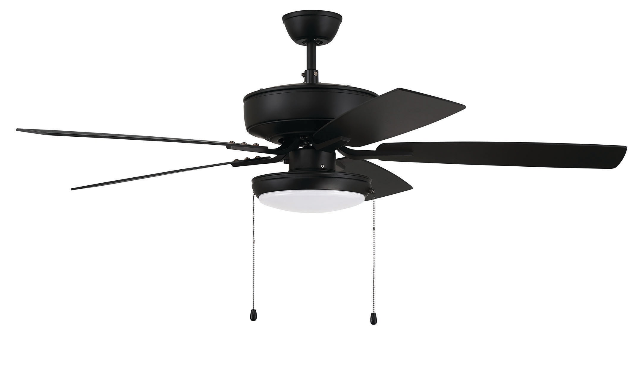 Craftmade P119FB5-52FBGW Pro Plus 119 52-in Downrod or Flush Mount Flat Black with Flat Black/Grey Wood Blades Ceiling Fan With Light ( 5 -Blade )