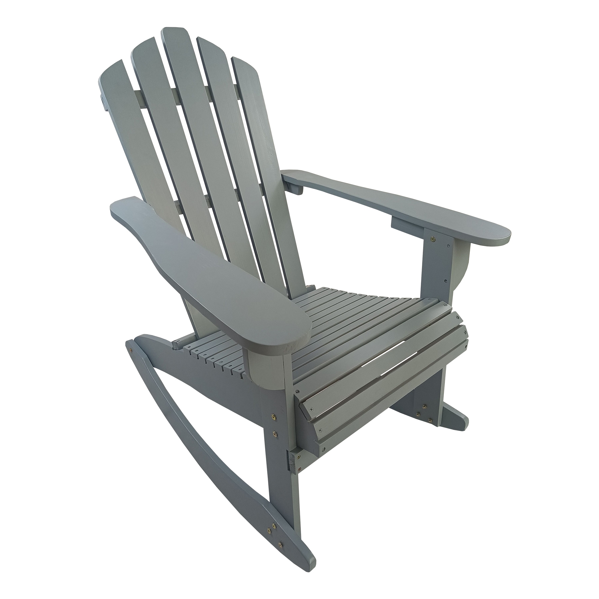 Flynama Walnut Wood Frame Stationary Adirondack Chair With Solid Seat ...